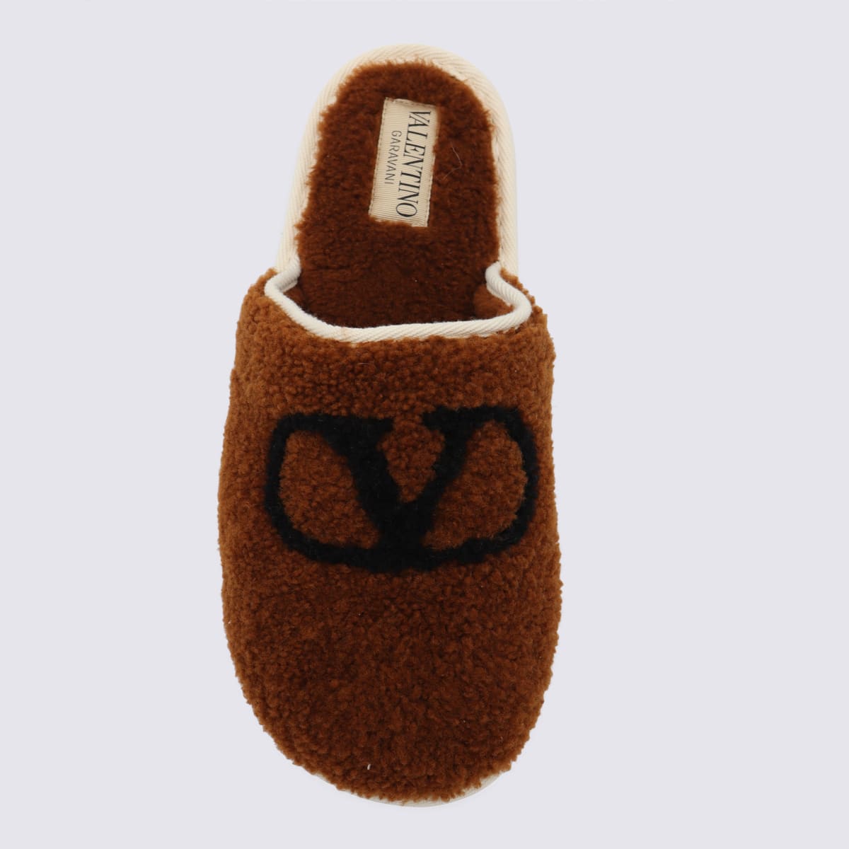 Valentino Garavani Ta Chambre Wool Slippers In Brown