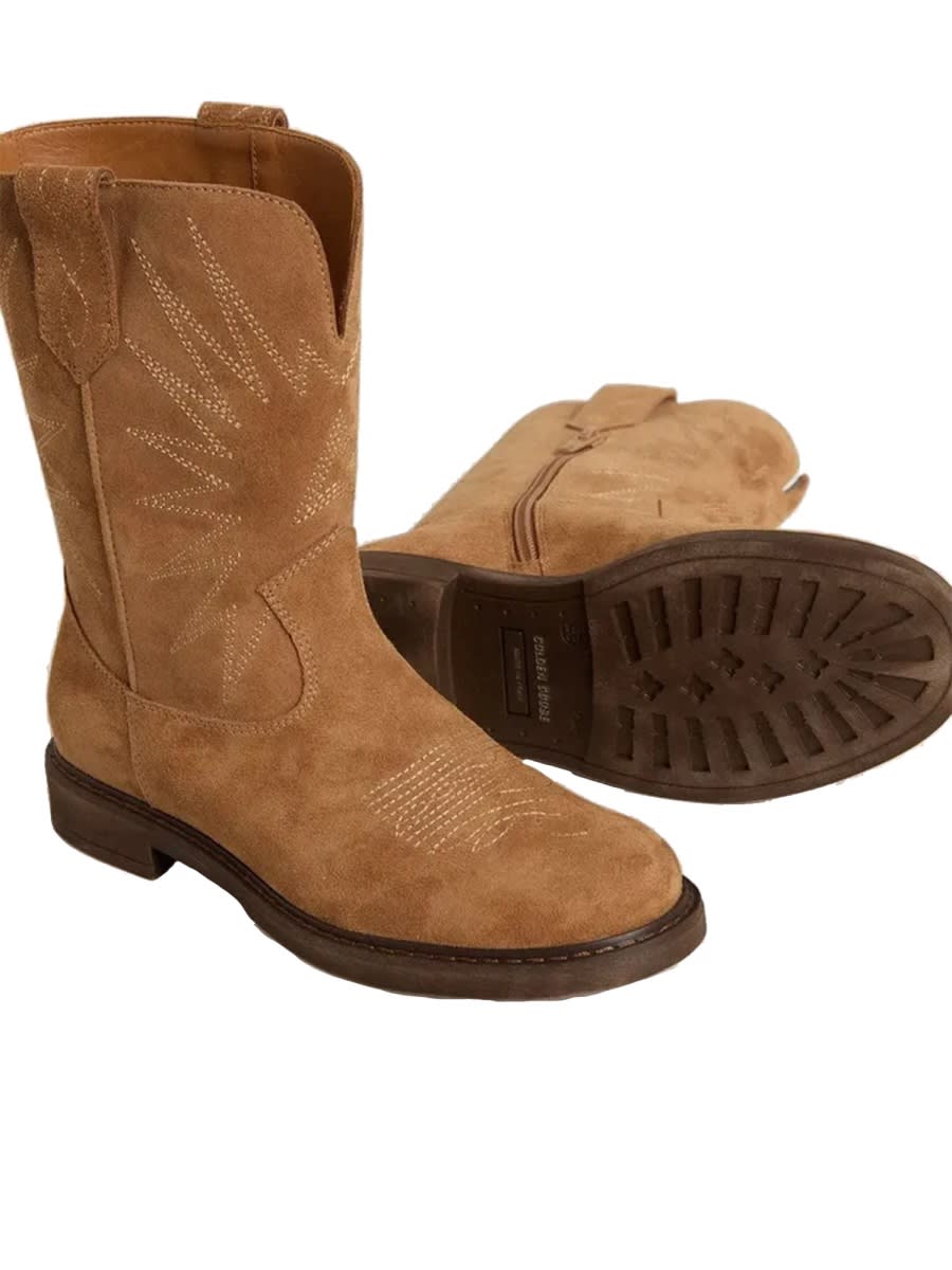 Golden Goose Wish Star Biker Boots In Brown