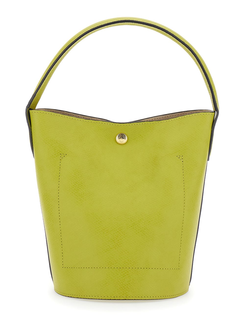 Longchamp Epure Yellow Bucket Bag With Logo Plaque On The Front And Snap Closure In Leather Woman
