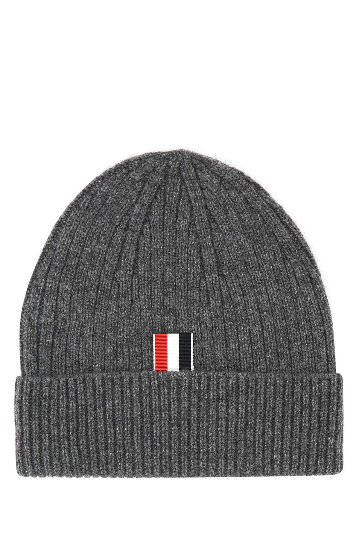 Shop Thom Browne Dark Grey Cashmere Beanie Hat In 035