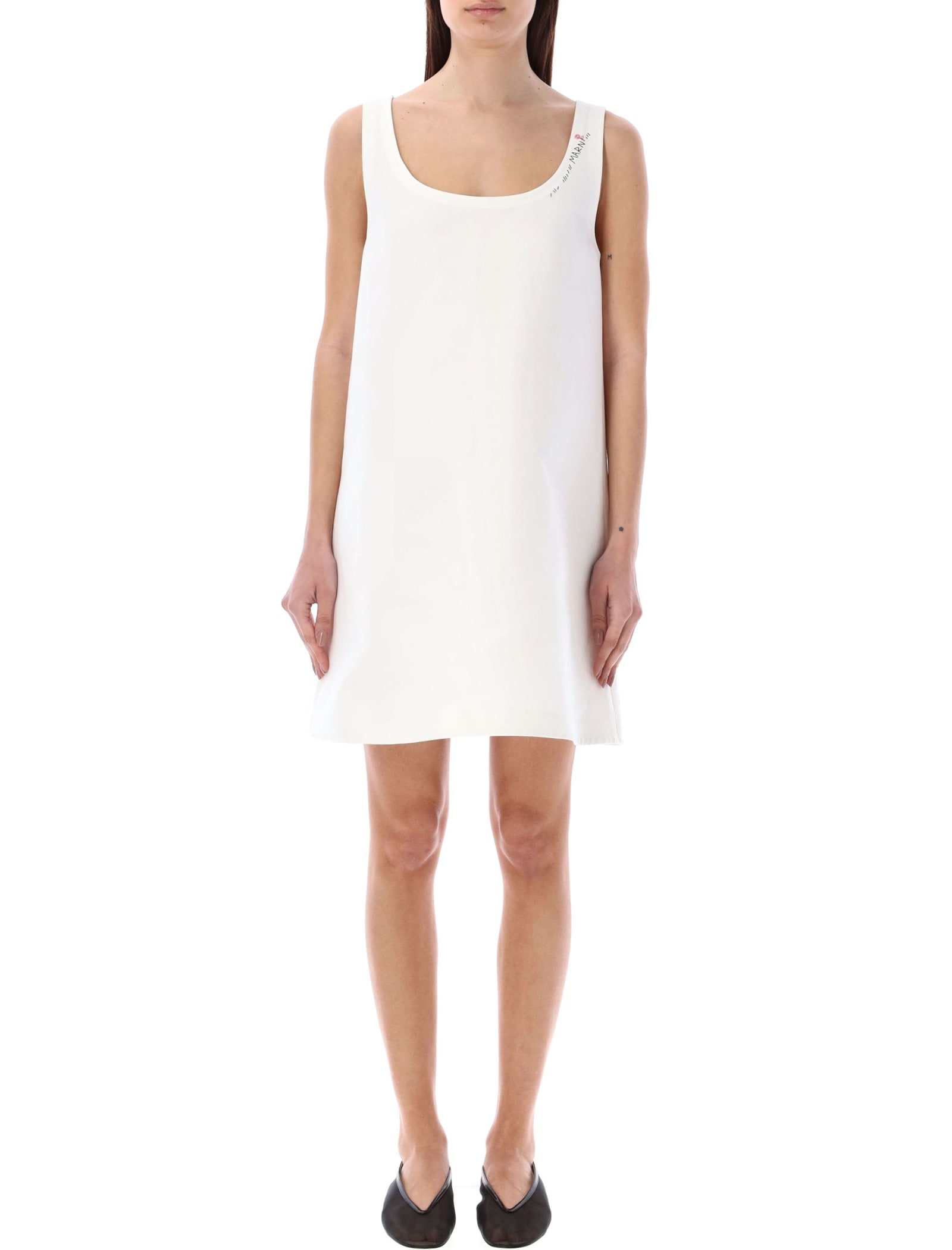 Shop Marni A-line Mini Dress In White
