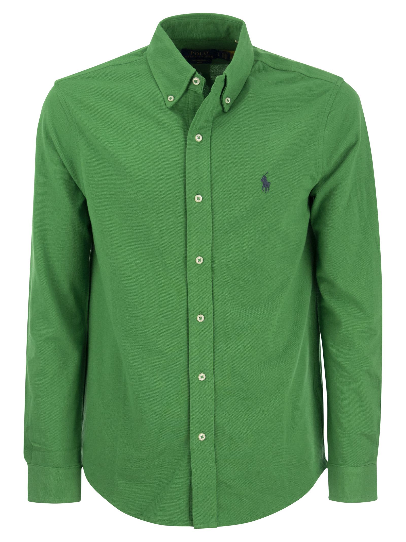 Shop Polo Ralph Lauren Ultralight Pique Shirt In Green