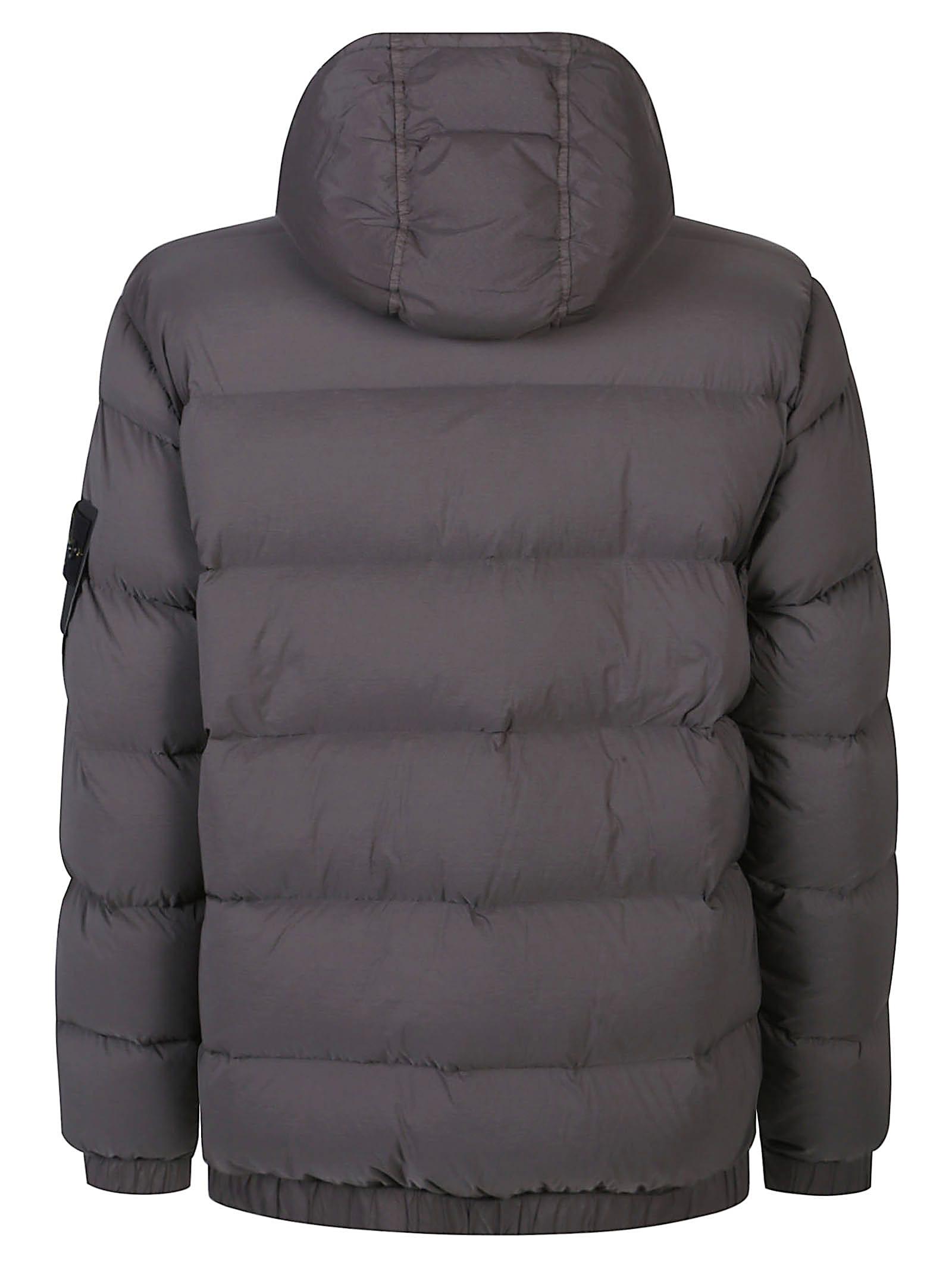 Stone Island Short Hooded Down Jacket In Gray