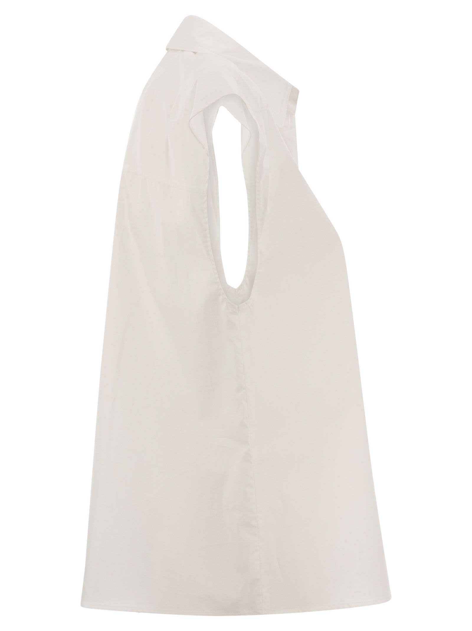 Shop Woolrich Short-sleeved Blouse In Pure Cotton Poplin In Bright White