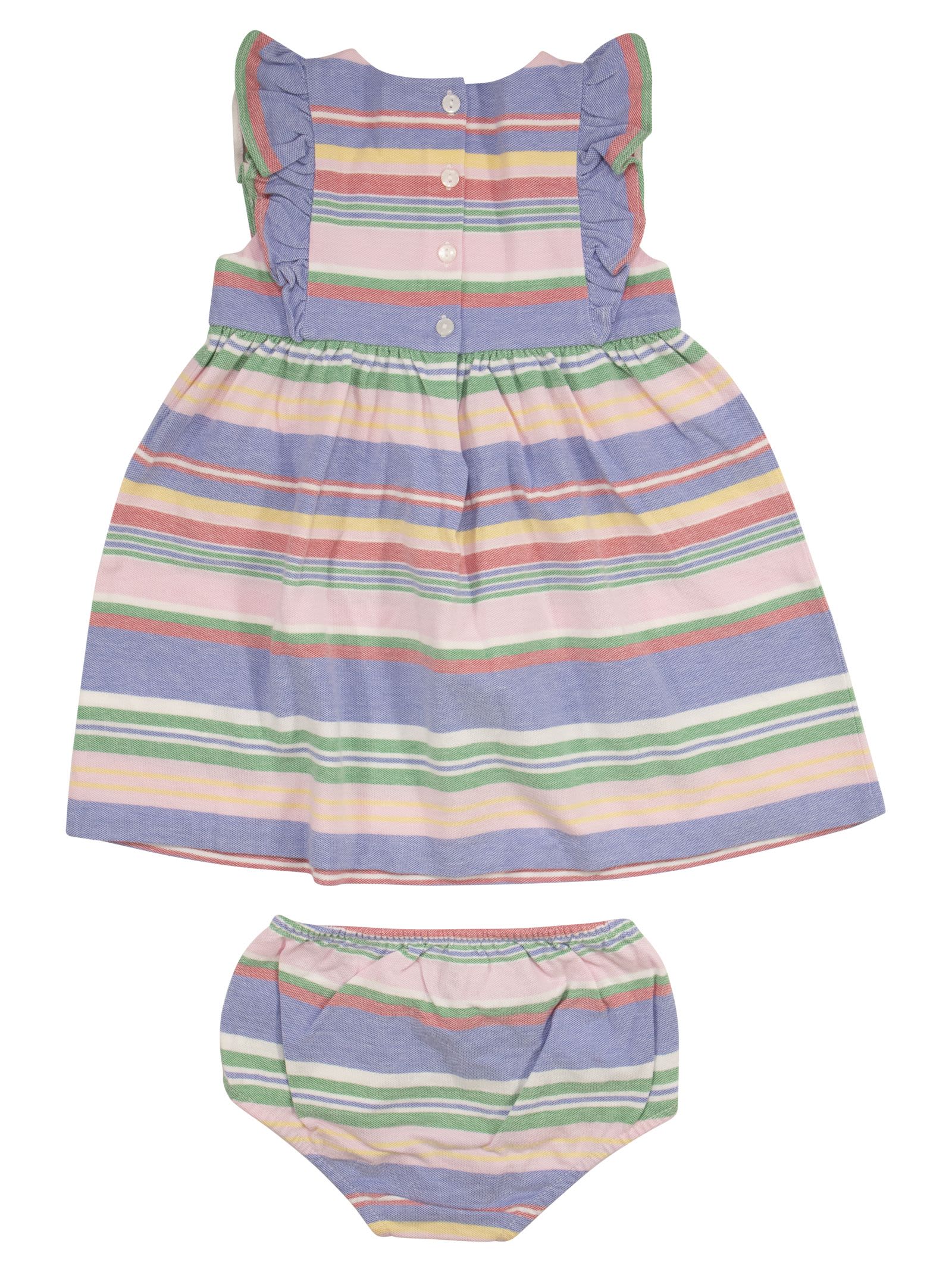 Shop Polo Ralph Lauren Striped Pique Dress And Culottes In Multicolor