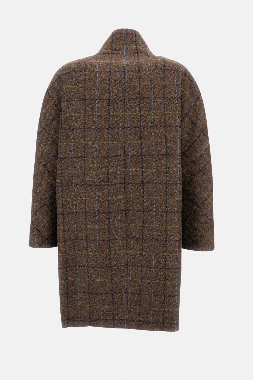 Alberto Biani Shetland Wool Coat In Brown