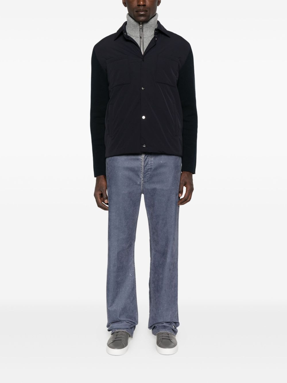 Herno Tailored Jacket With Chest Pockets And Long Sleeves In Blue