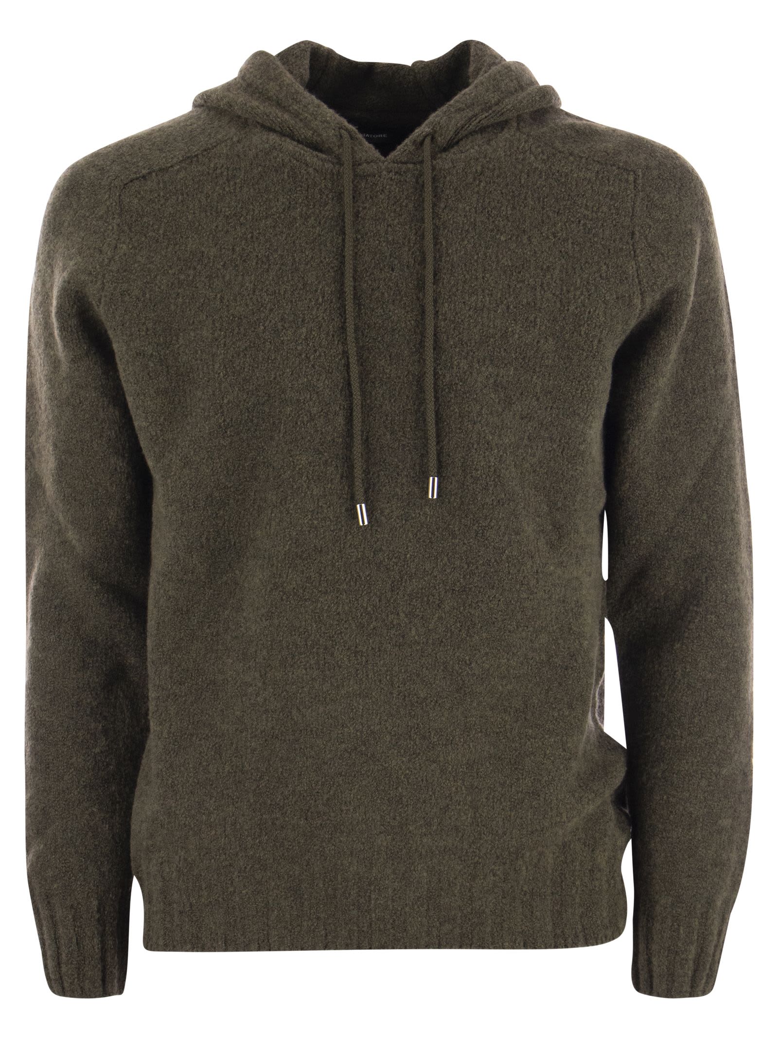 Shop Tagliatore Wool Pullover With Hood In Military Green