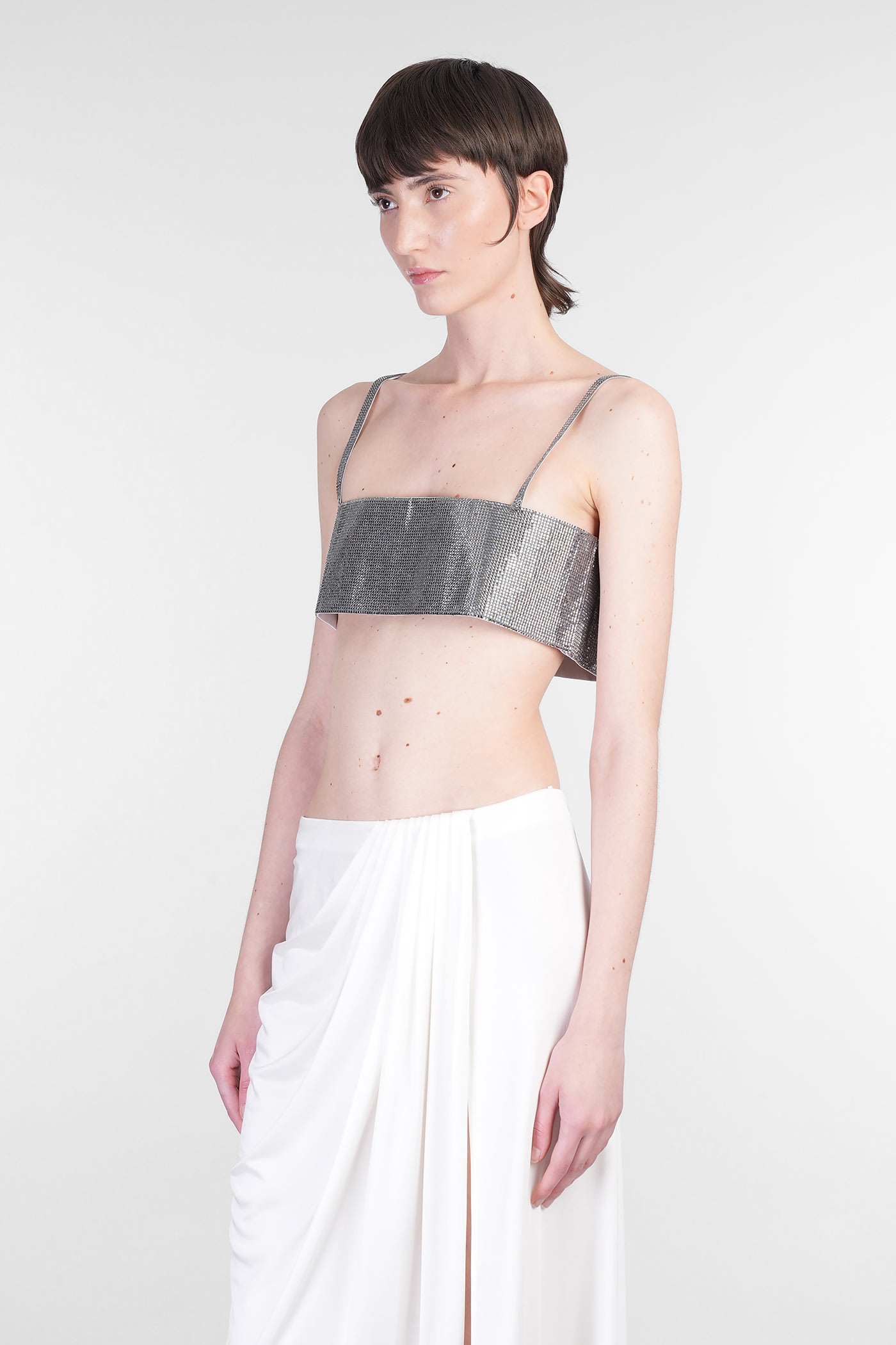 Nué Mirror Topwear In Silver Polyester