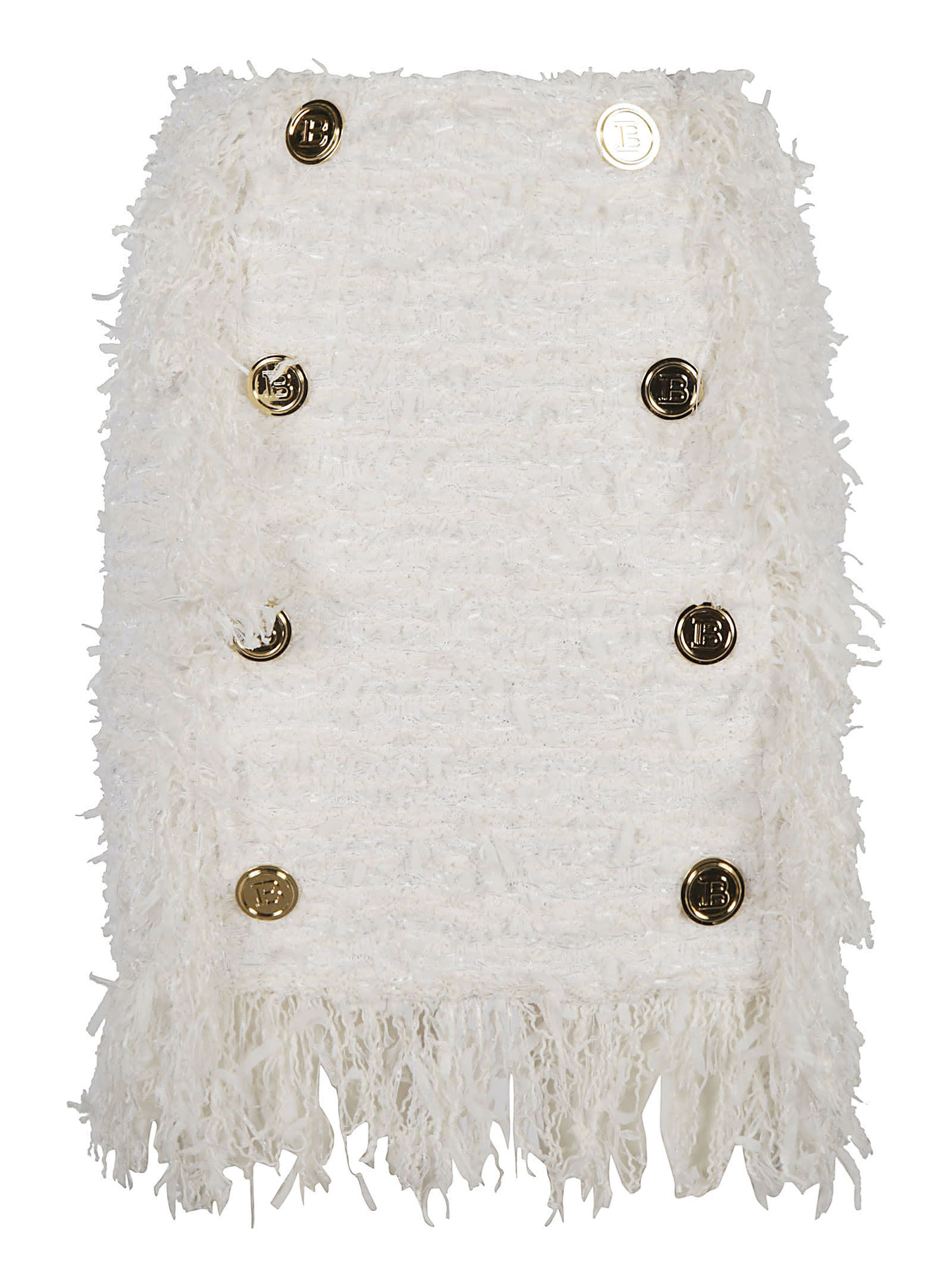 Balmain Fringe Trimmed Button Embellished Skirt