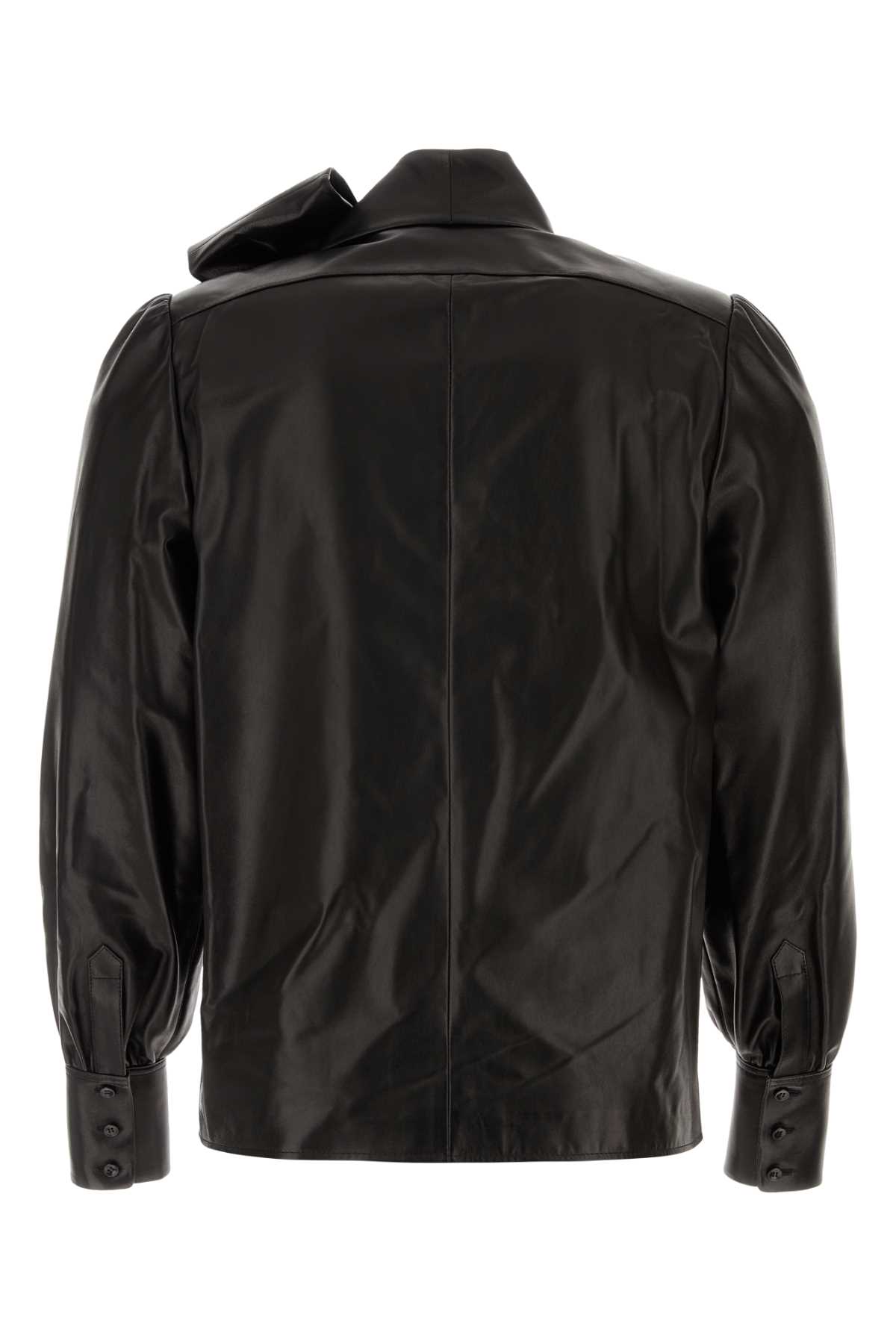 Shop Saint Laurent Black Leather Shirt In Noir