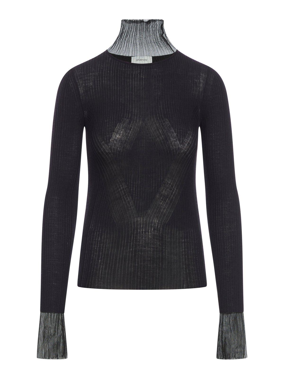 Shop Sportmax High Neck Long-sleeved Jumper In Nero