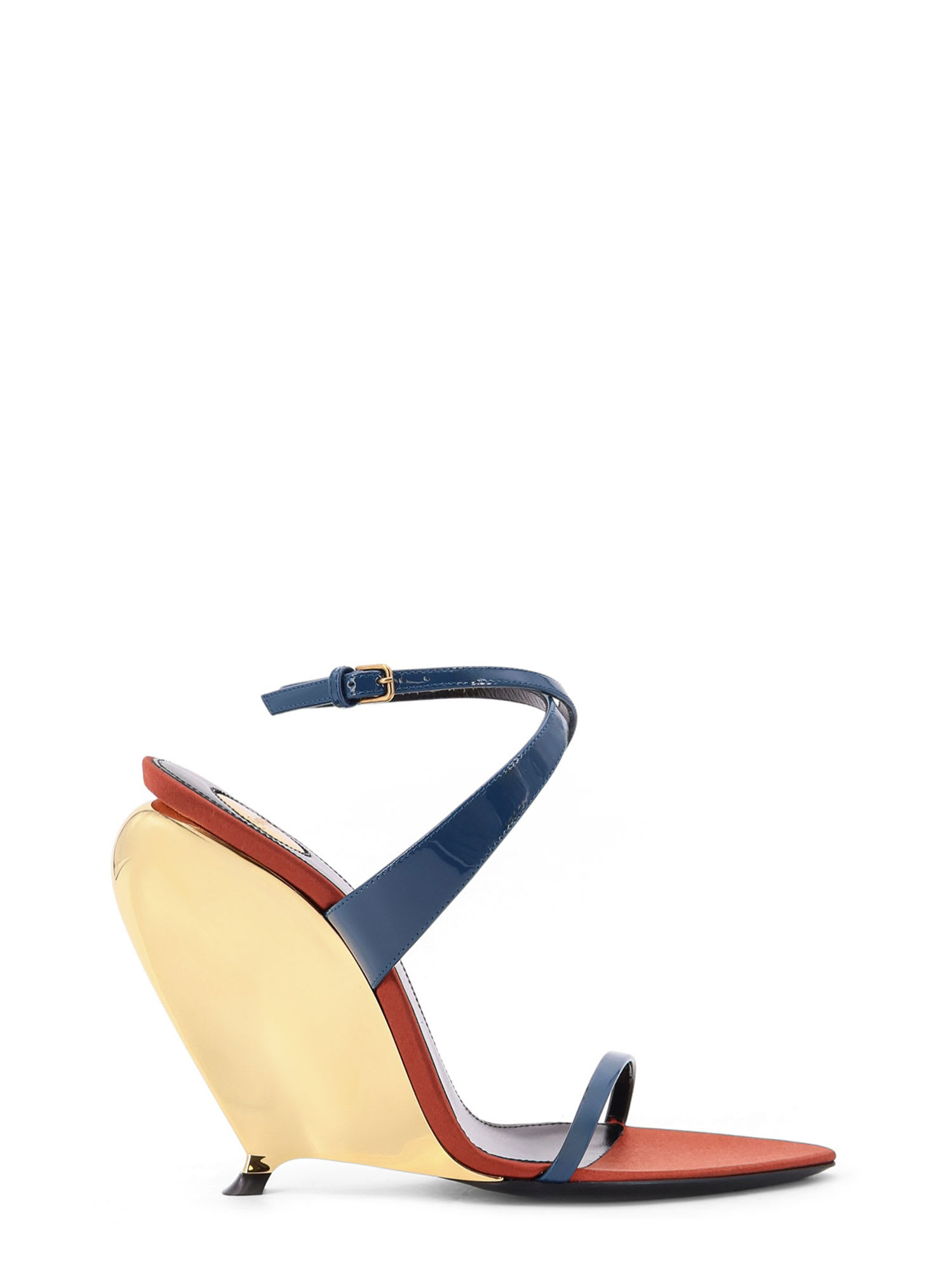 Saint Laurent Tallulah 110 Patent Leather Sandals With Sculptural Wedge Heel