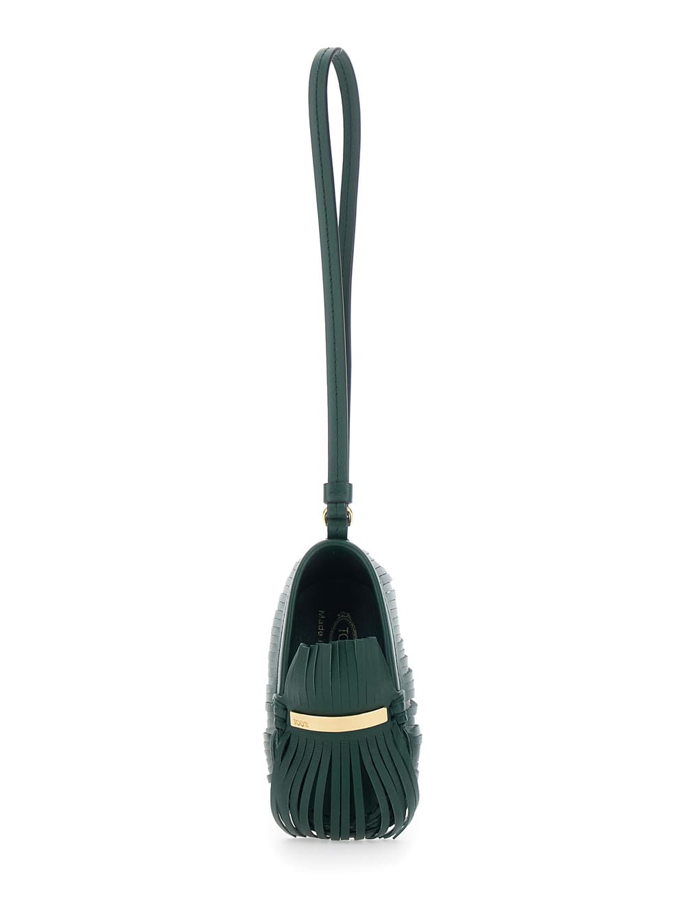 Tod's Green Pendant With Fringed And Wrist Strap In Leather Woman