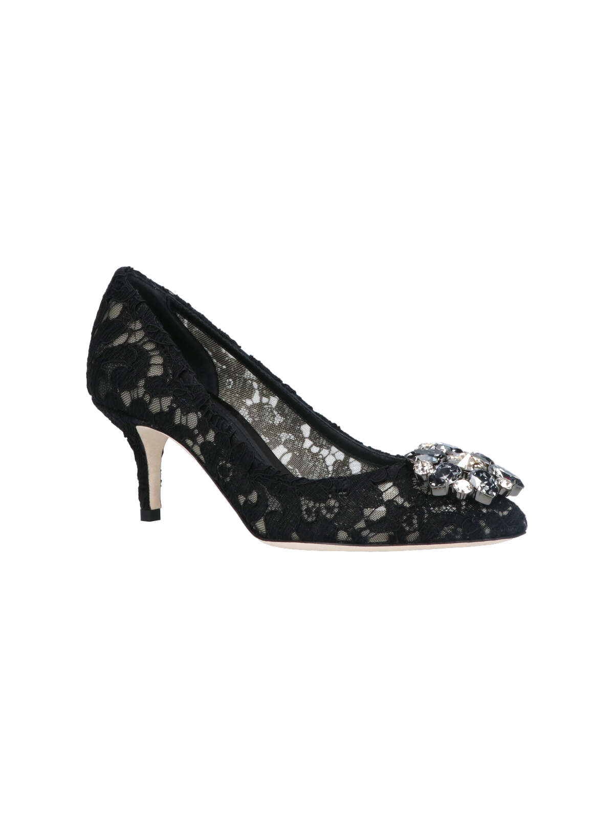 Dolce & Gabbana Scarpe Con Tacco In Pizzo Blu Notte Donna In Black