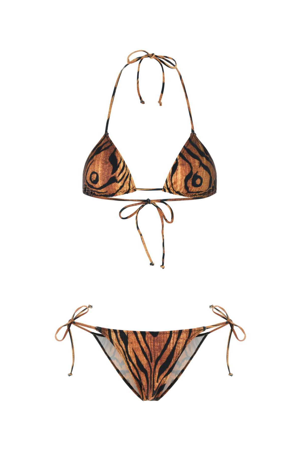 Jean Paul Gaultier Printed Stretch Nylon Bikini In Brown