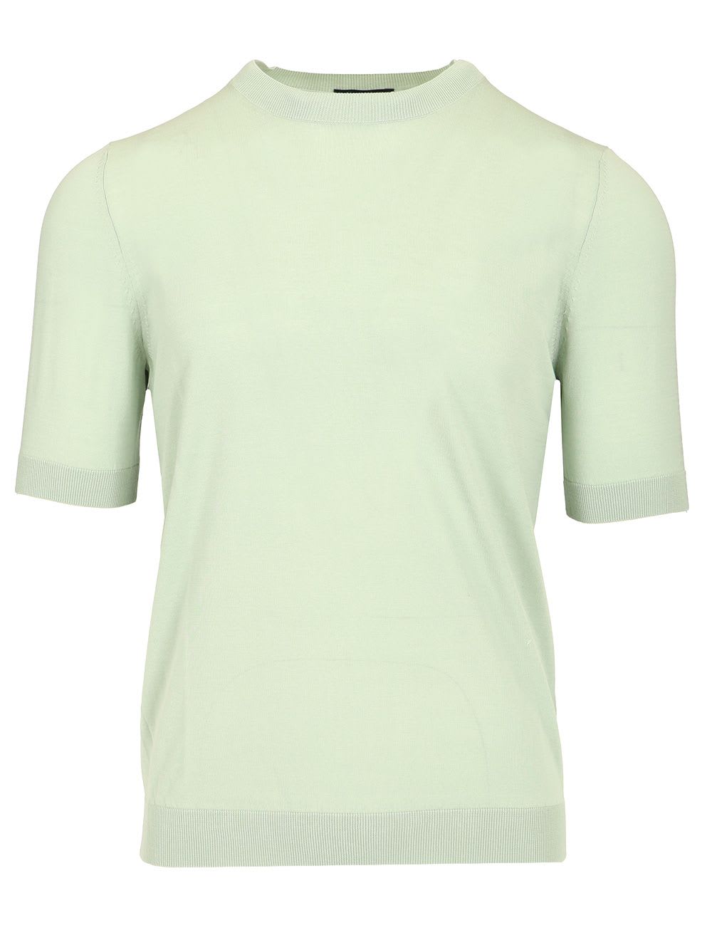 R Neck T-shirt Slim Fit Cotone Verde Chiaro
