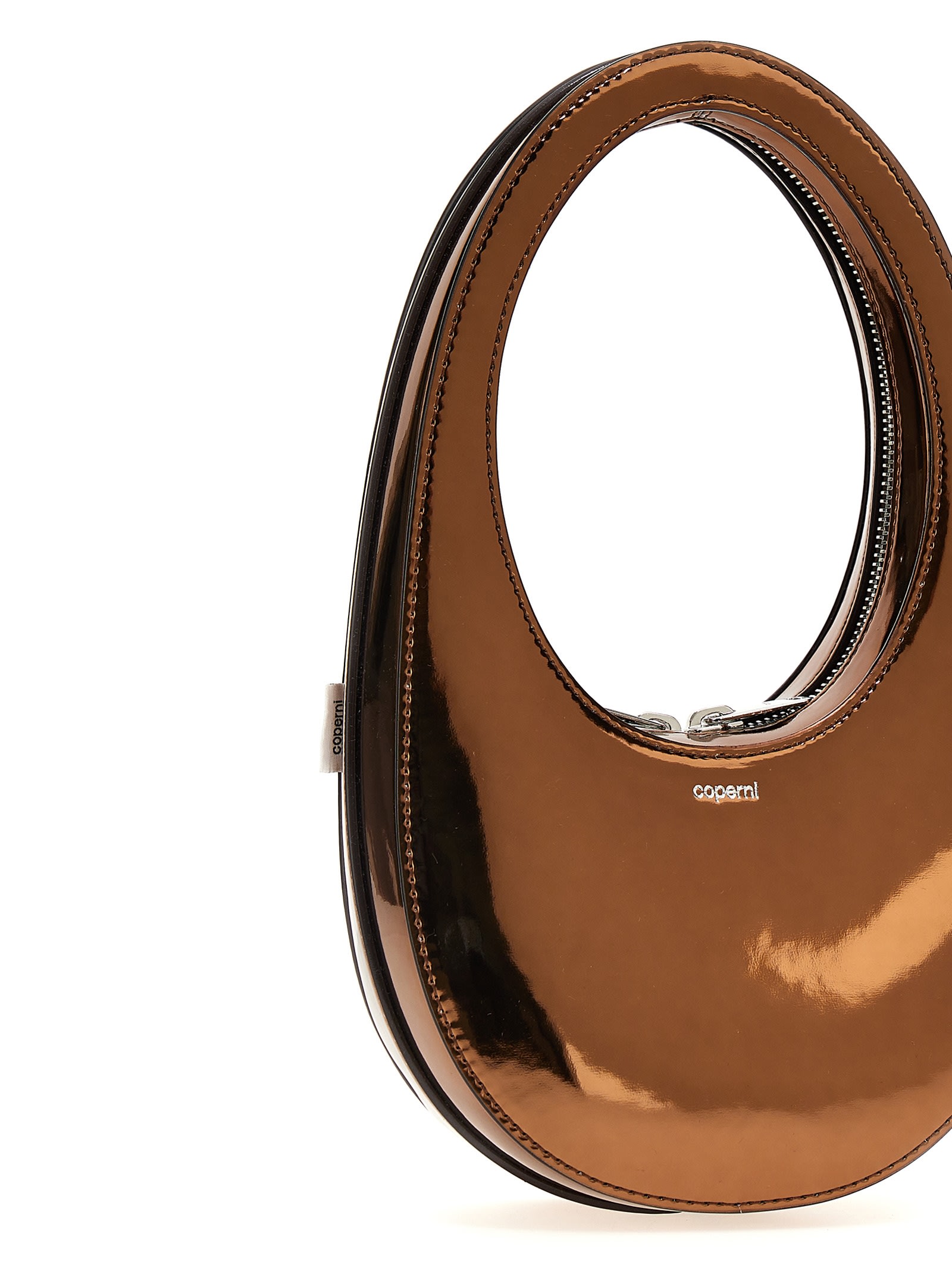 Shop Coperni Mirrored Mini Swipe Bag Handbag In Brown