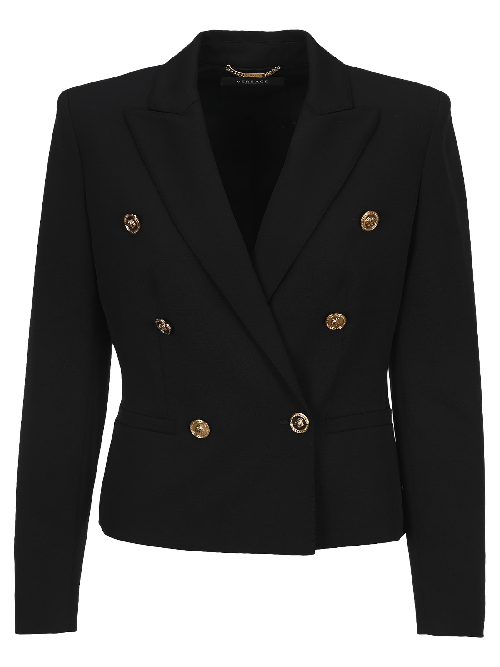 VERSACE DOUBLE-BREASTED CROPPED BLAZER,11772121