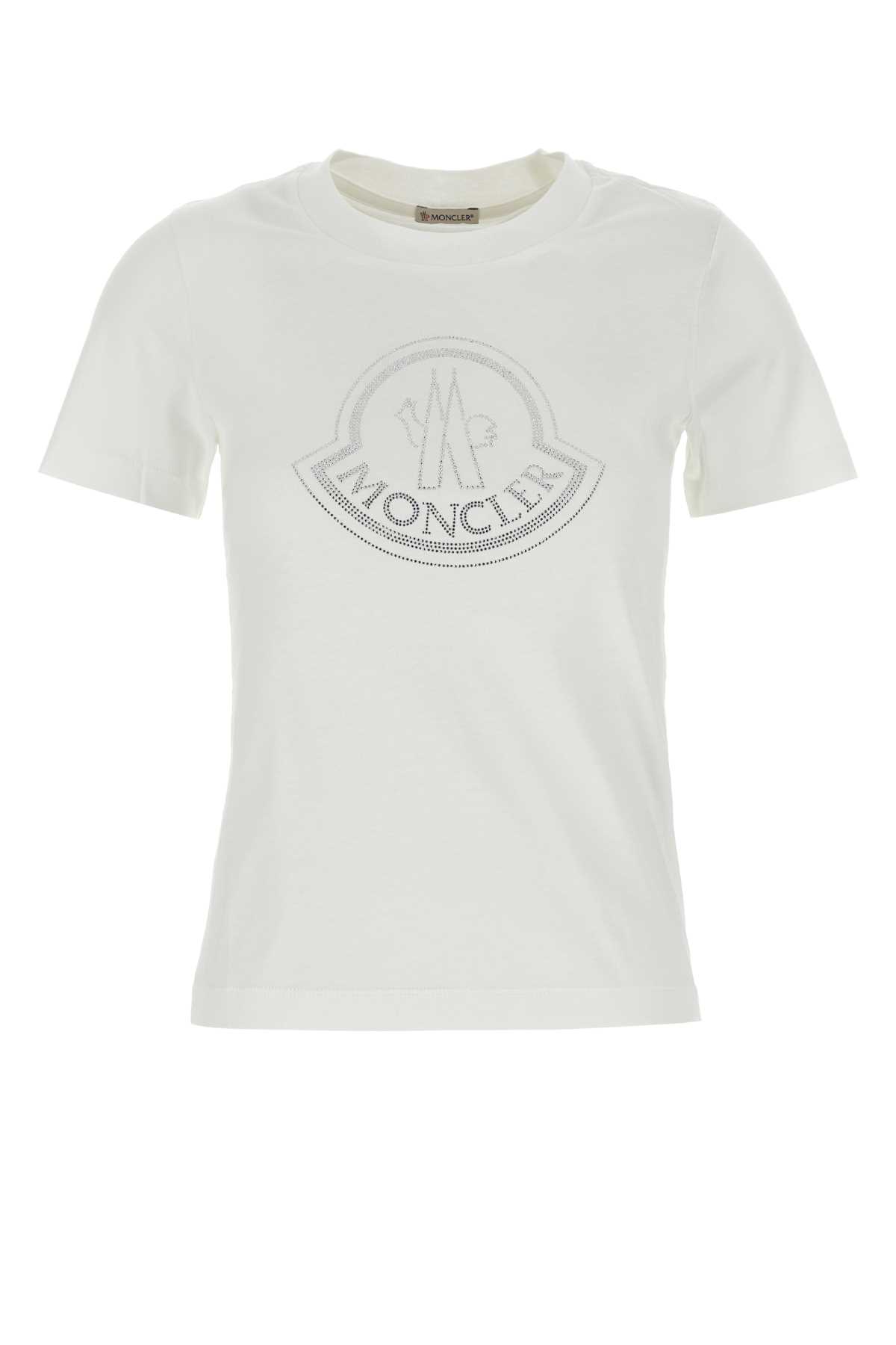 Shop Moncler White Cotton T-shirt In 033