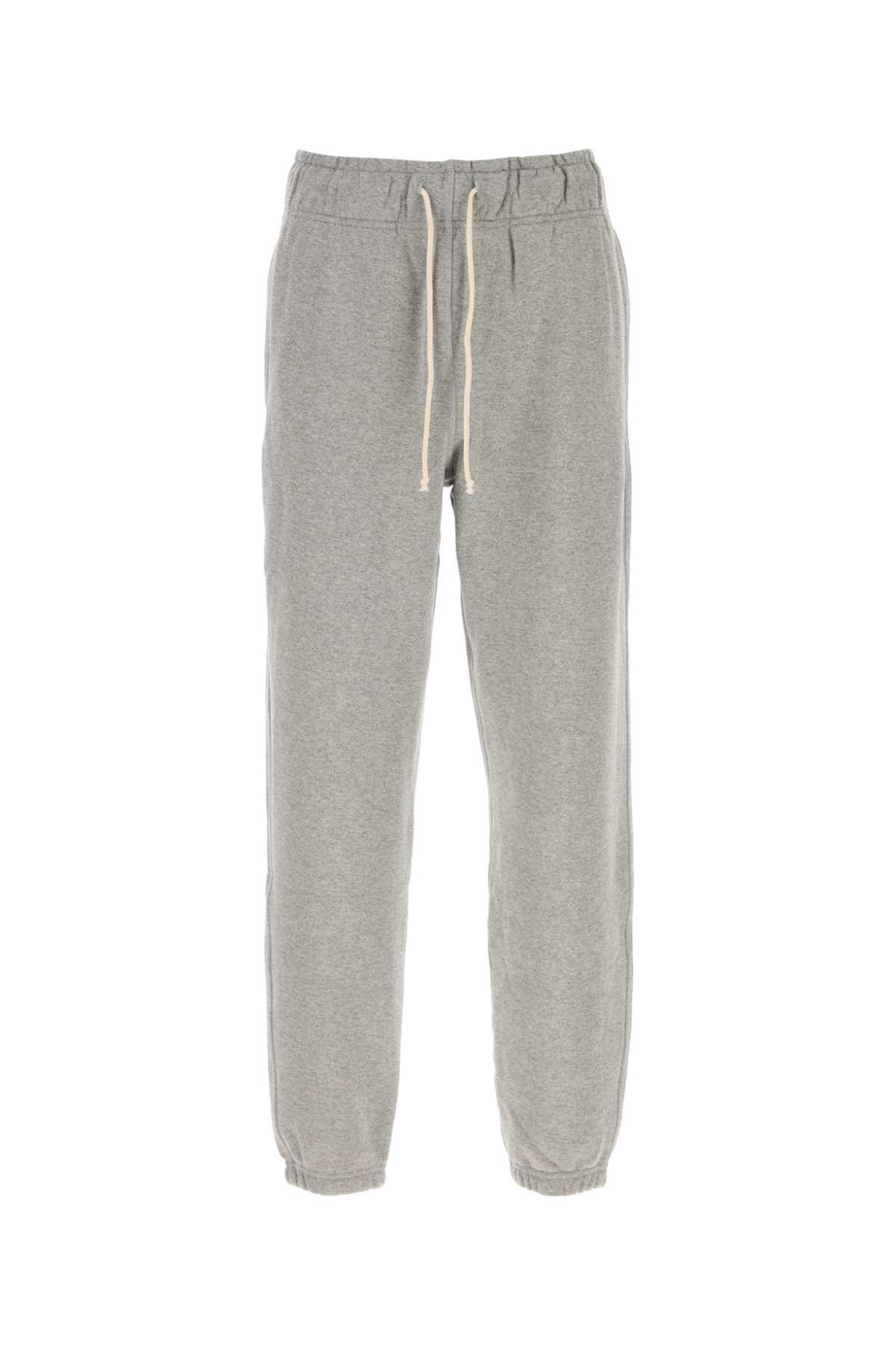 New Balance Cotton Trousers With Elastic Waistband And Pockets In Gray