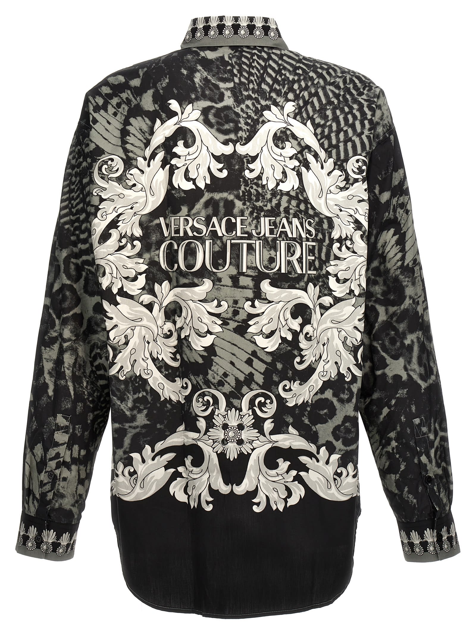 Shop Versace Jeans Couture Printed Shirt In White/black