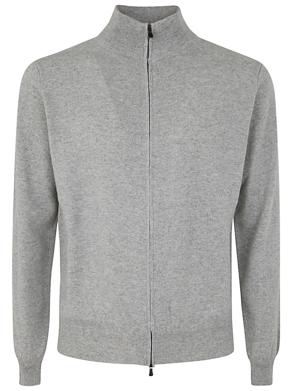 Shop Filippo De Laurentiis Wool Cashmere Long Sleeves Full Zipped Sweater In Pearl