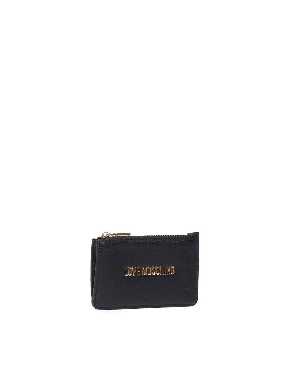 Shop Love Moschino Logo Lettering Zipped Wallet In Black
