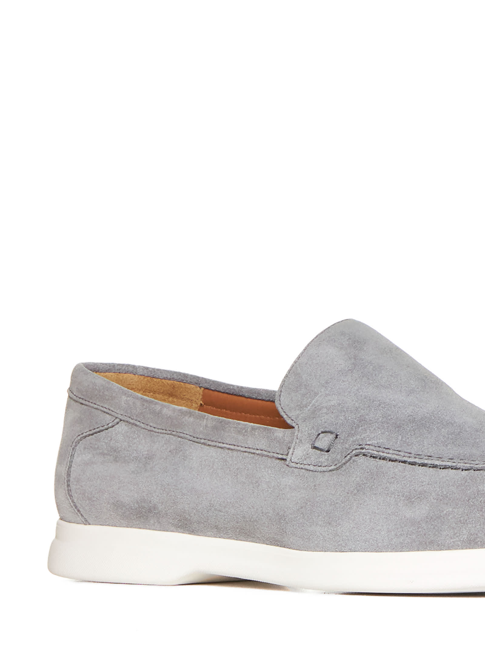Shop Doucal's Loafers In Iron + F.do Bianco