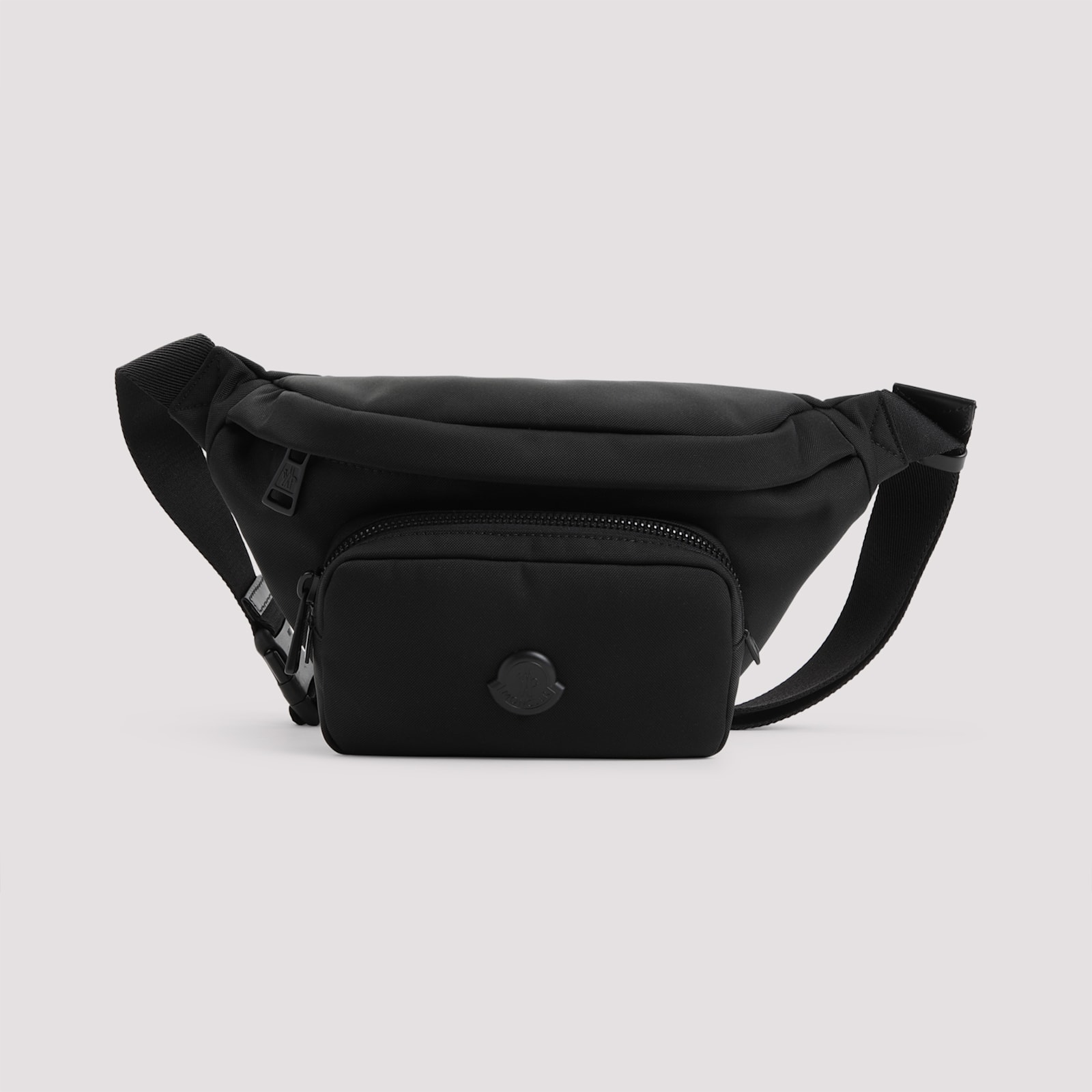Moncler Waist Strap Leather Trim Messenger Bag In Black