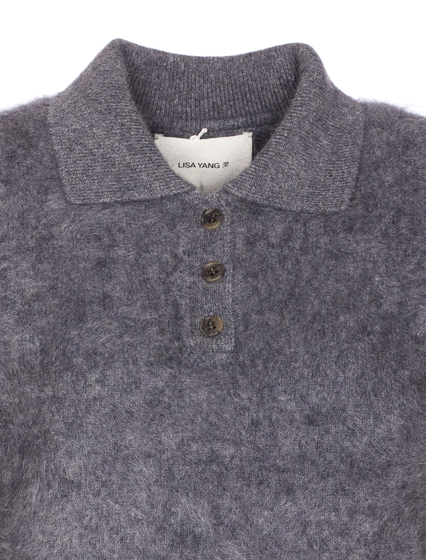 Lisa Yang Women Carolyn Short Sleeves Sweater In Gray
