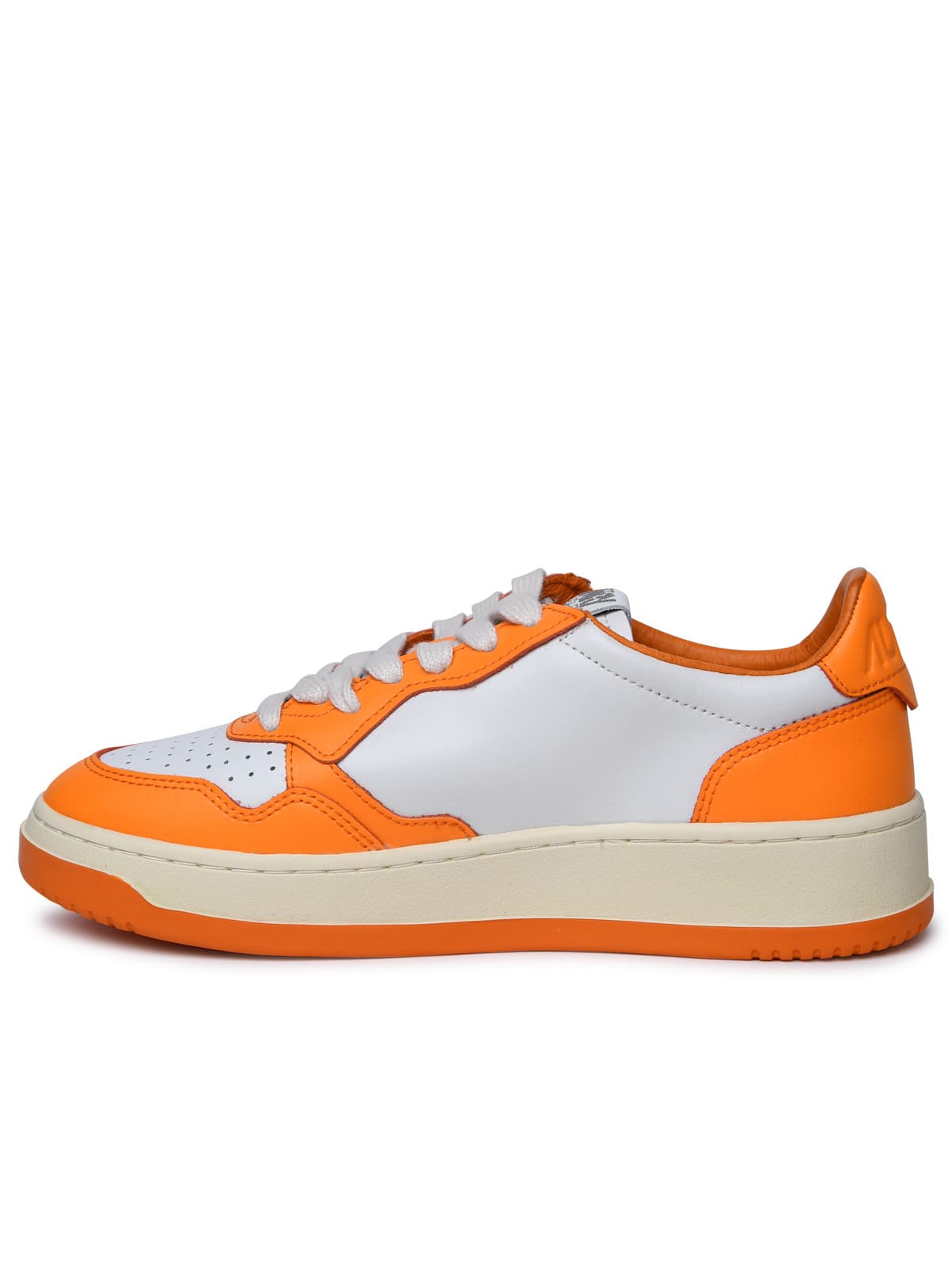 Shop Autry Medalist Orange Leather Sneakers In White/orange