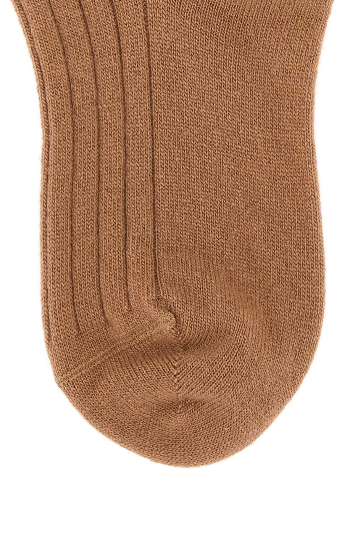 Prada Camel Stretch Wool Blend Socks In Cammello