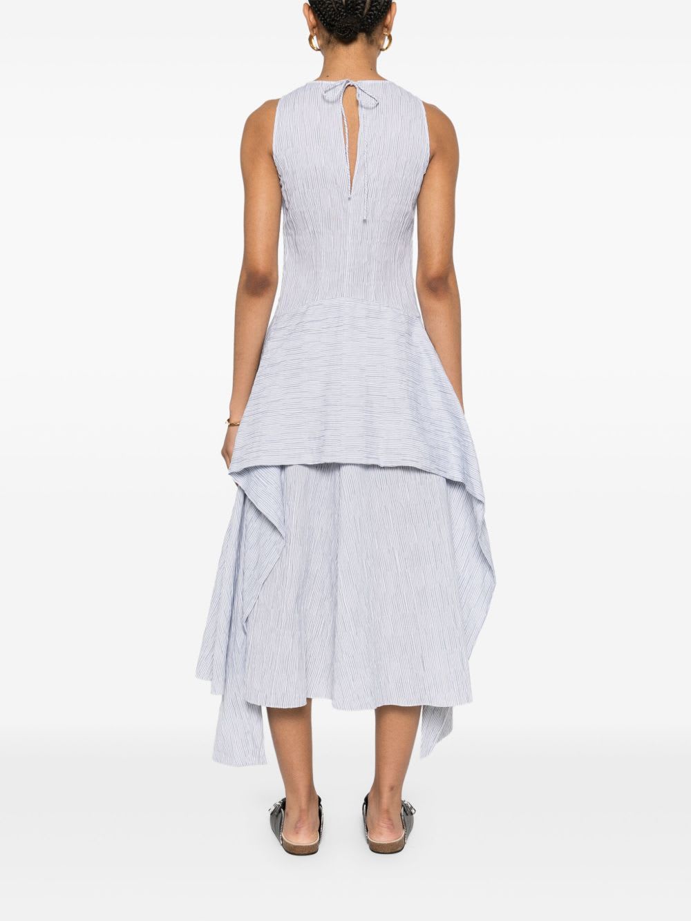 Loewe Cotton Blend Midi Dress In Blue