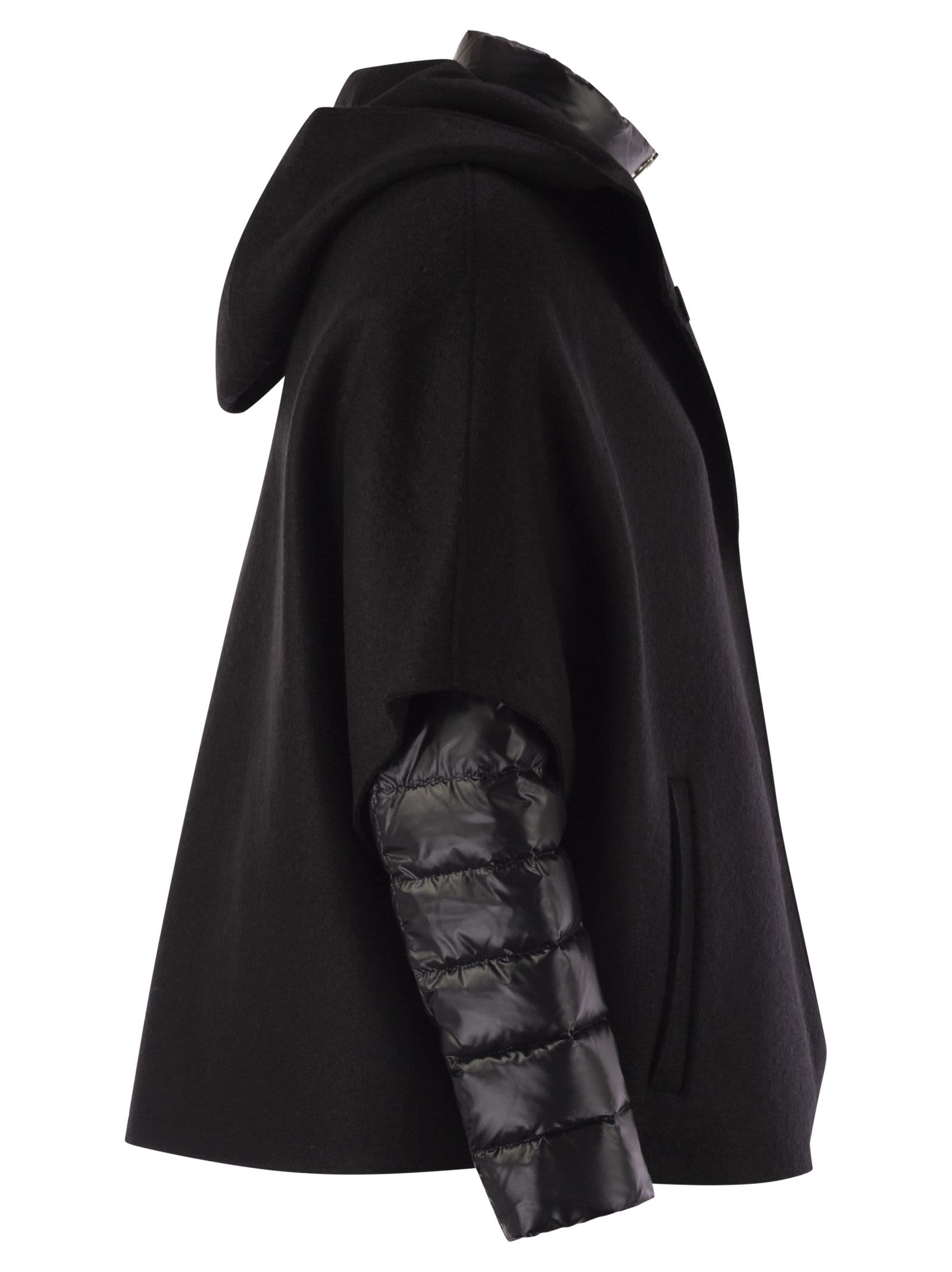 Herno Resort Hood In Ultralight Wool And Nylon In Black