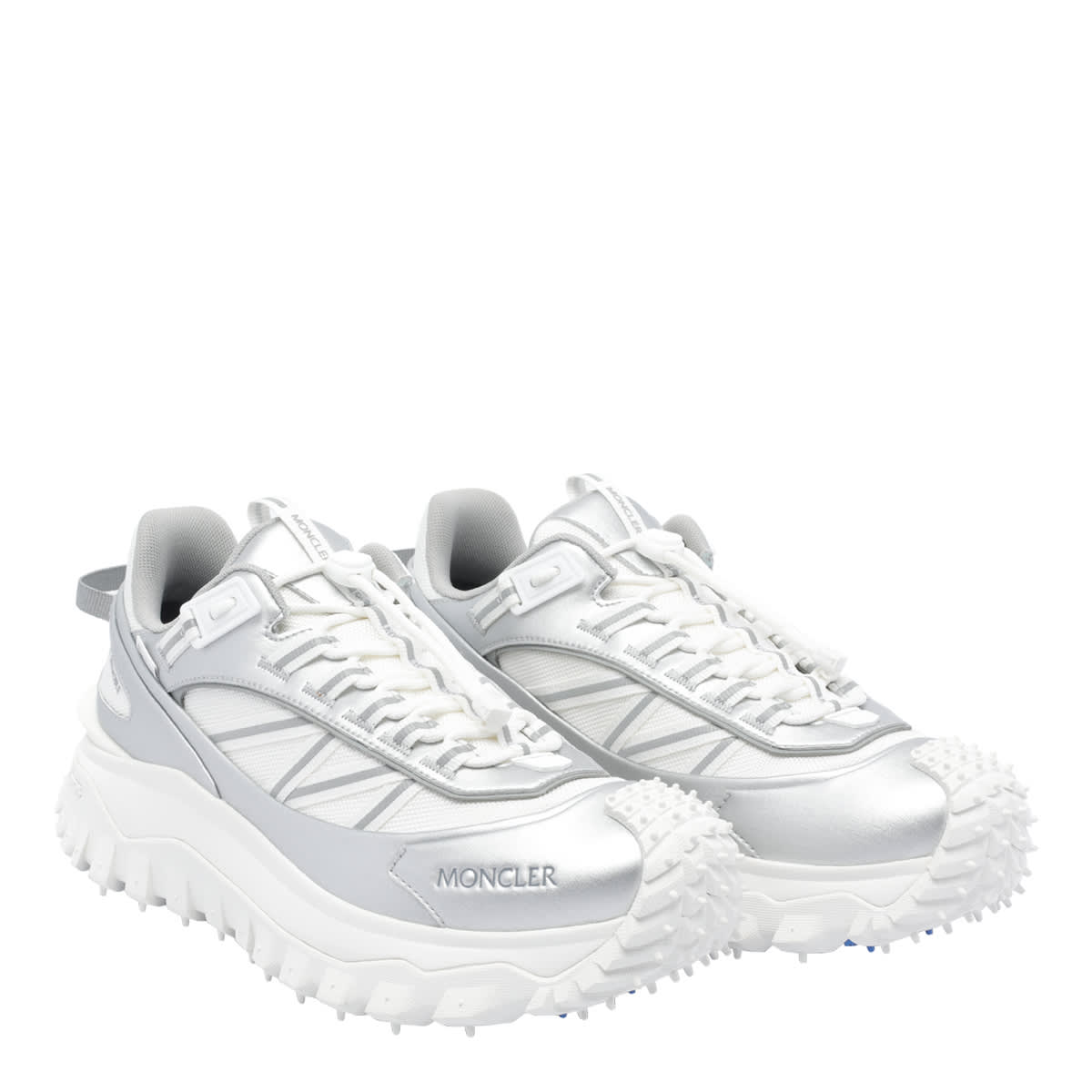 Moncler Two-tone Fabric And Leather Trailgrip Sneakers In White