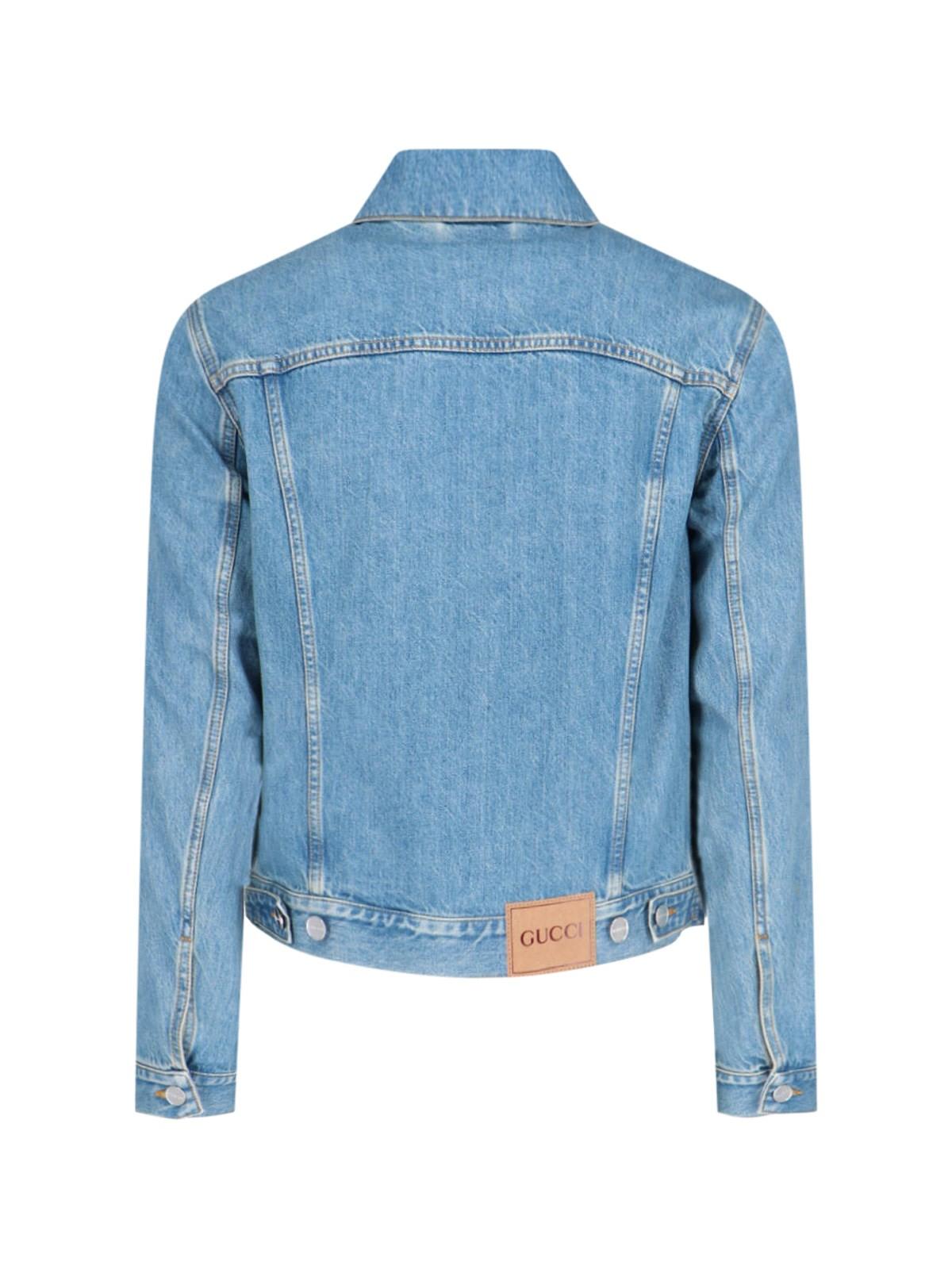 Gucci Double G Denim Jacket In Blue