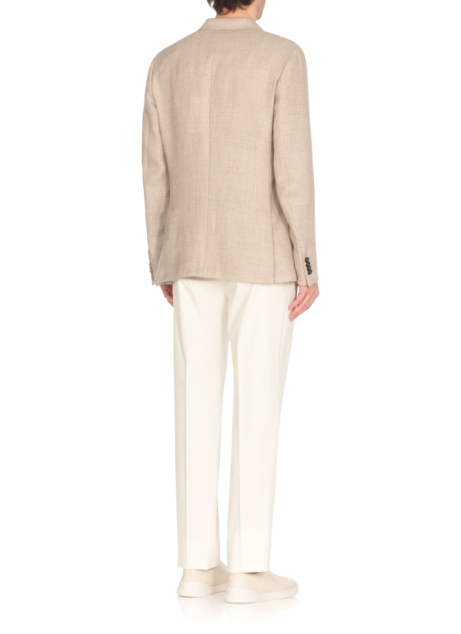 Zegna Chalk Stripe Linen And Silk Jacket