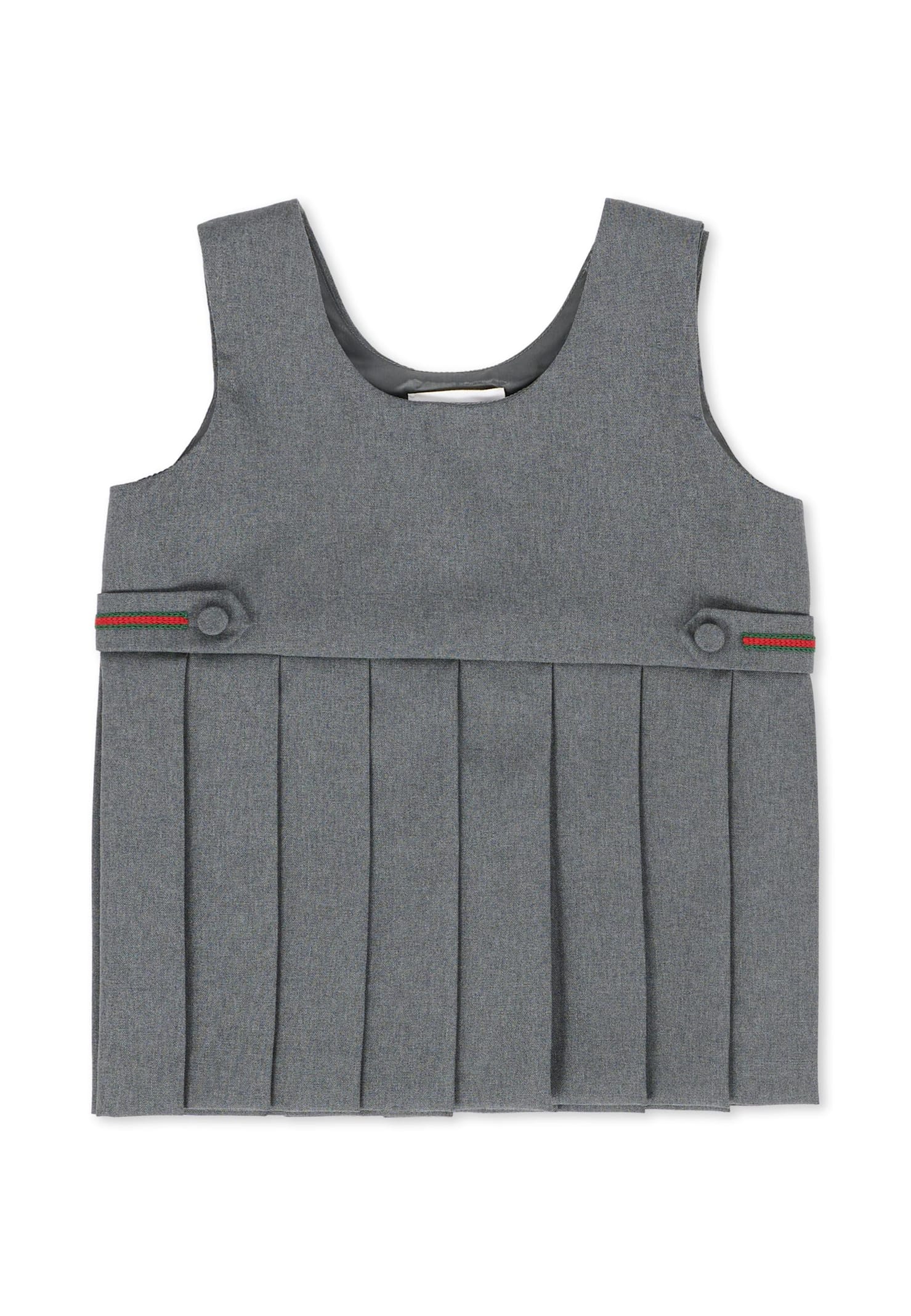 Gucci Grey Dress For Baby Girl With Web Detail In Gray