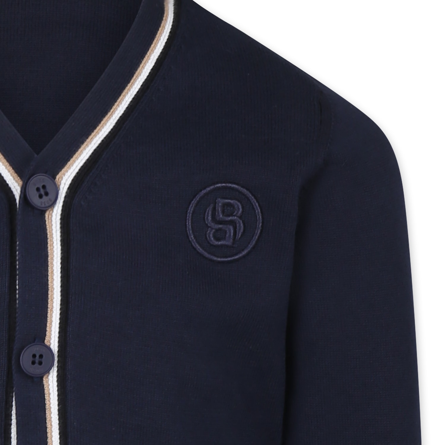 Hugo Boss Blue Cardigan For Boy With Logo In Blue