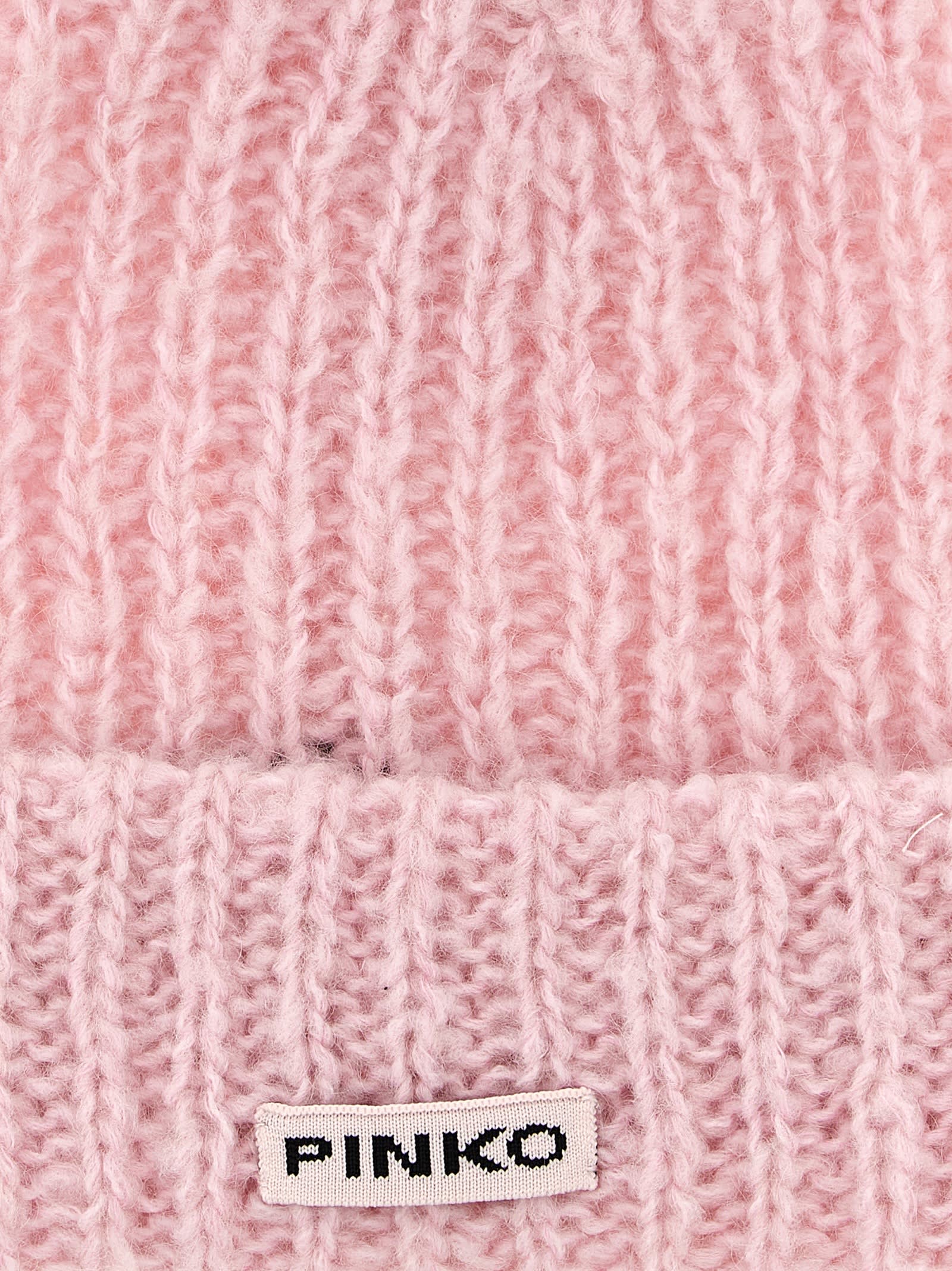Pinko Ribbed-knit Beanie In Pink