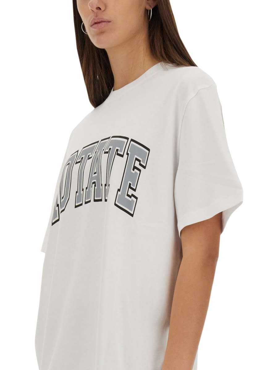 Rotate Birger Christensen Rotate Logo Emblem Casual Top In Bianco