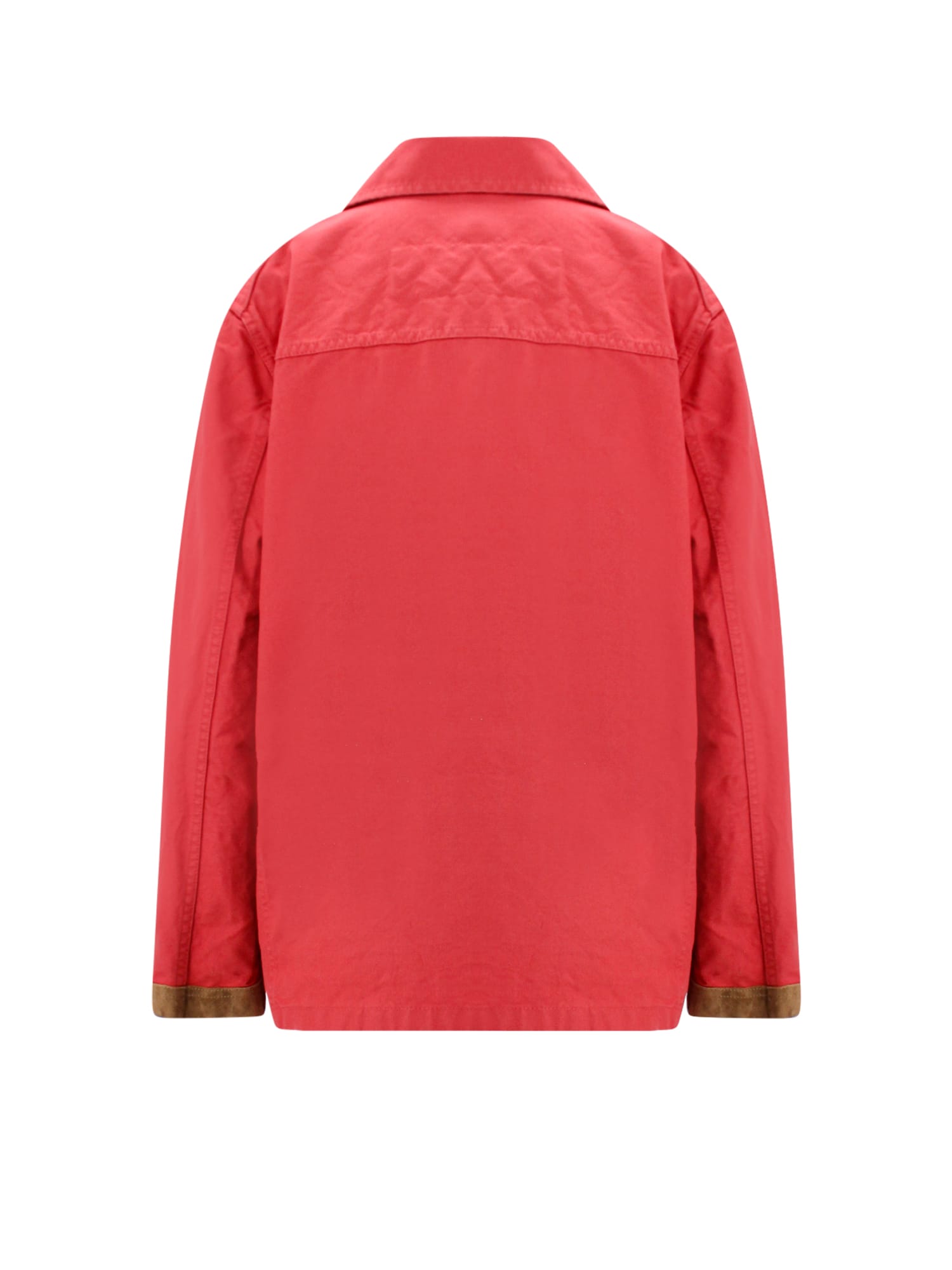 Fay Collared Jacket With Front Pockets And Contrast Cuffs In Red
