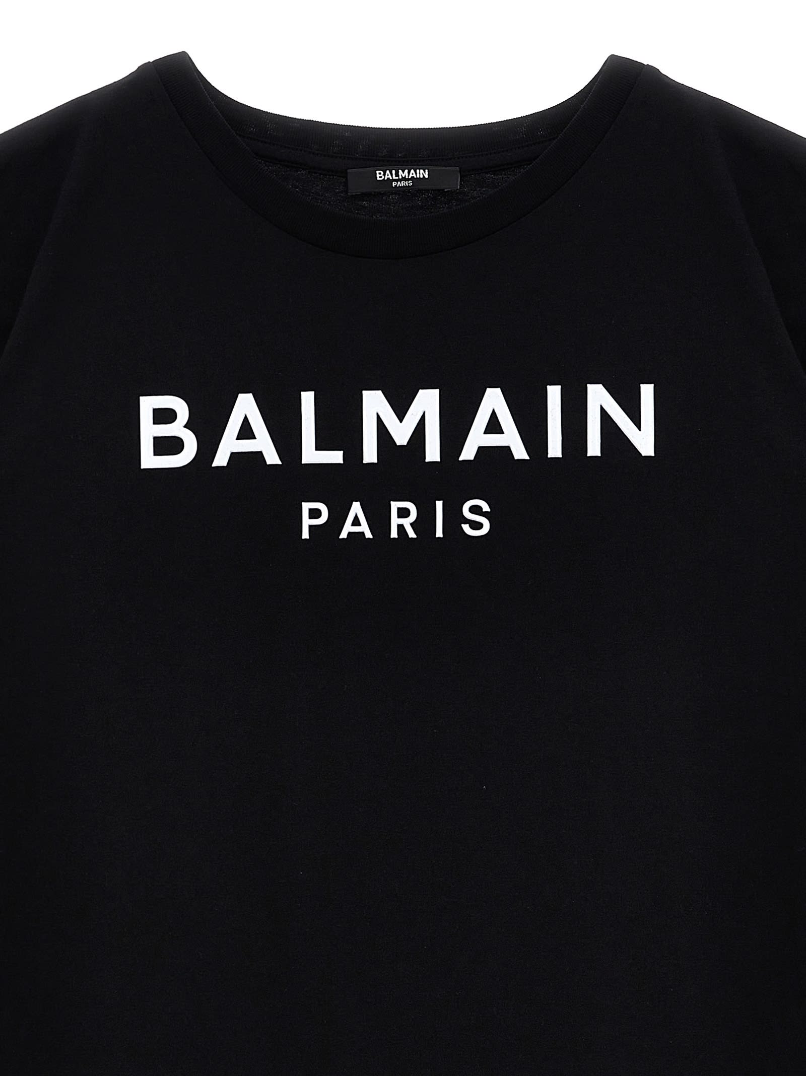 Balmain Logo-appliqué Dress In White/black