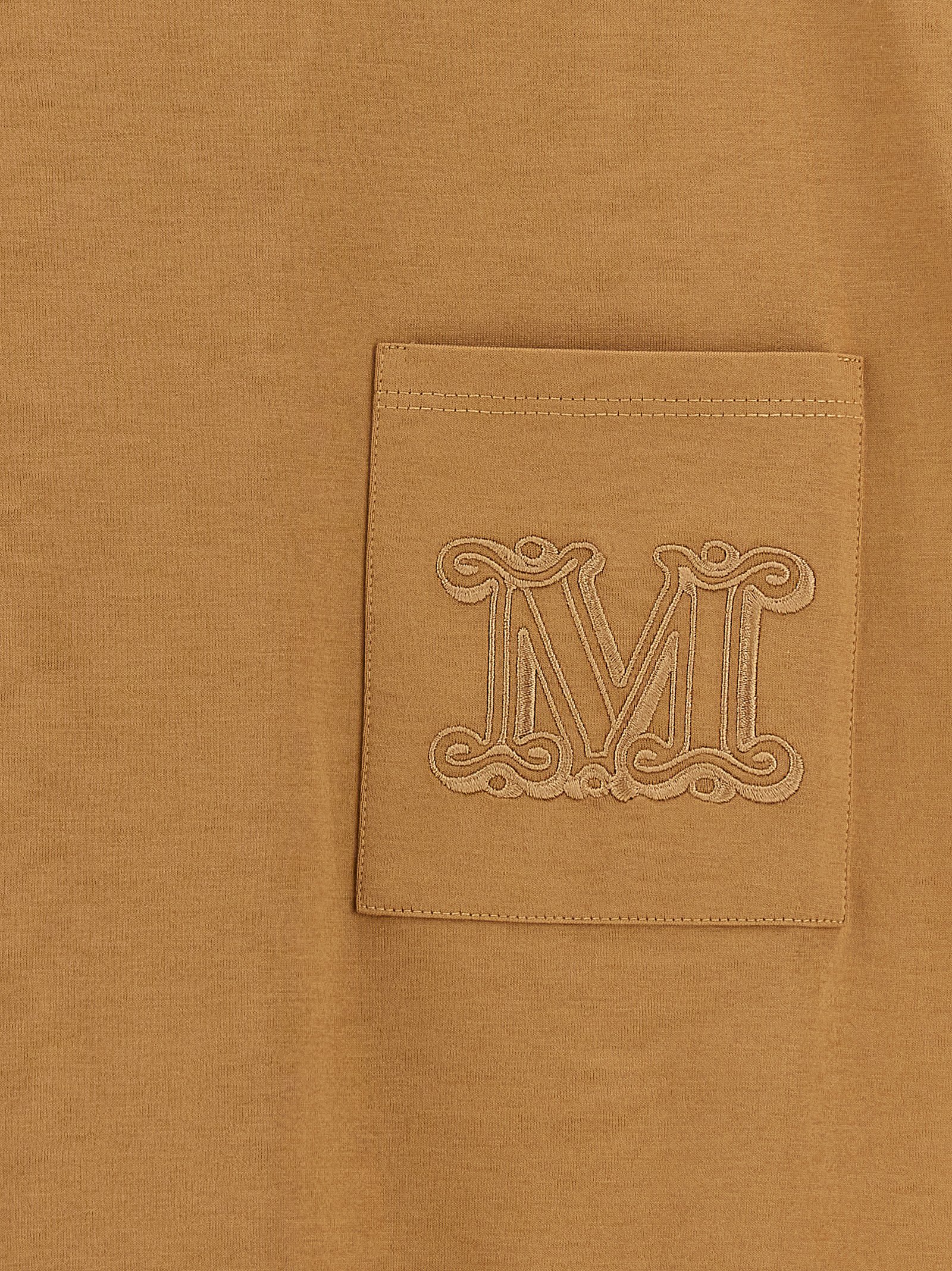 Max Mara Monogram-embroidered Cotton T-shirt In Beige