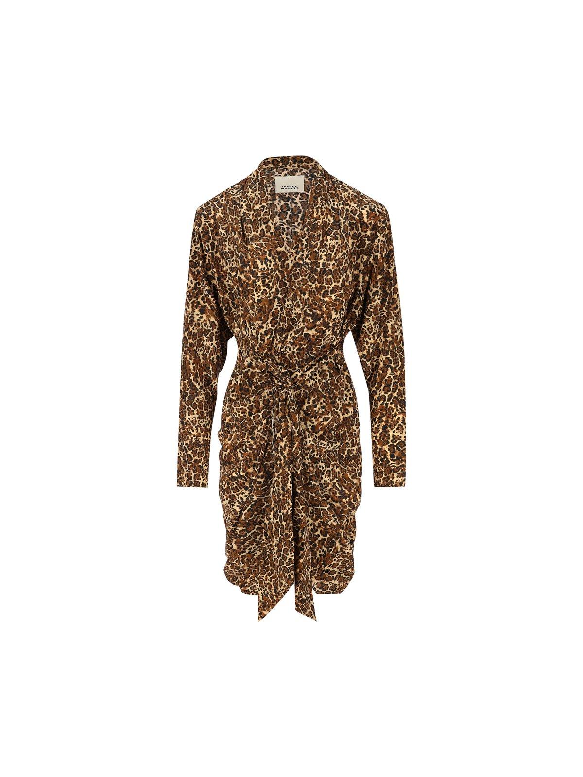 Shop Isabel Marant Pattern-printed Long-sleeved Dress In Brown