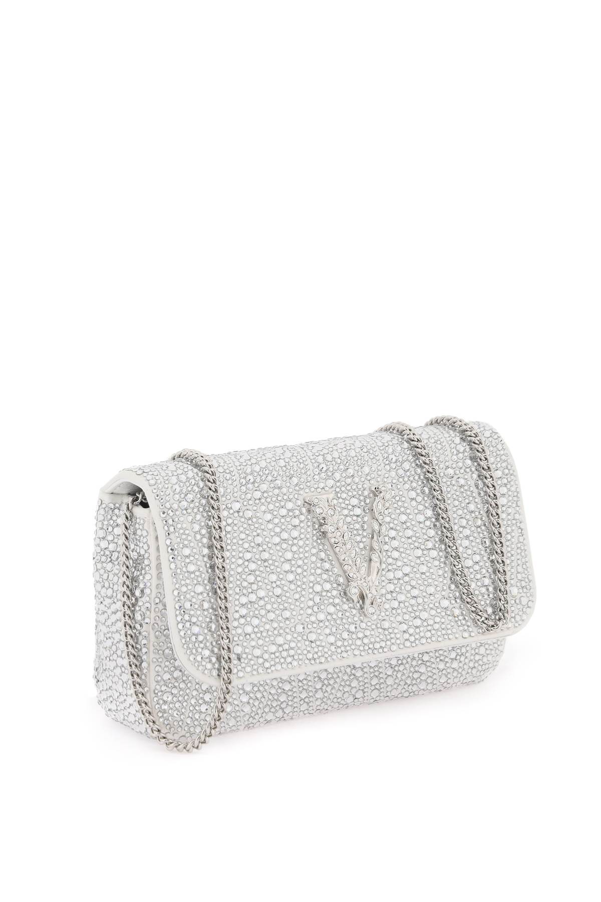 Shop Versace Virtus Mini Bag With Crystals In Optical White - Palladium