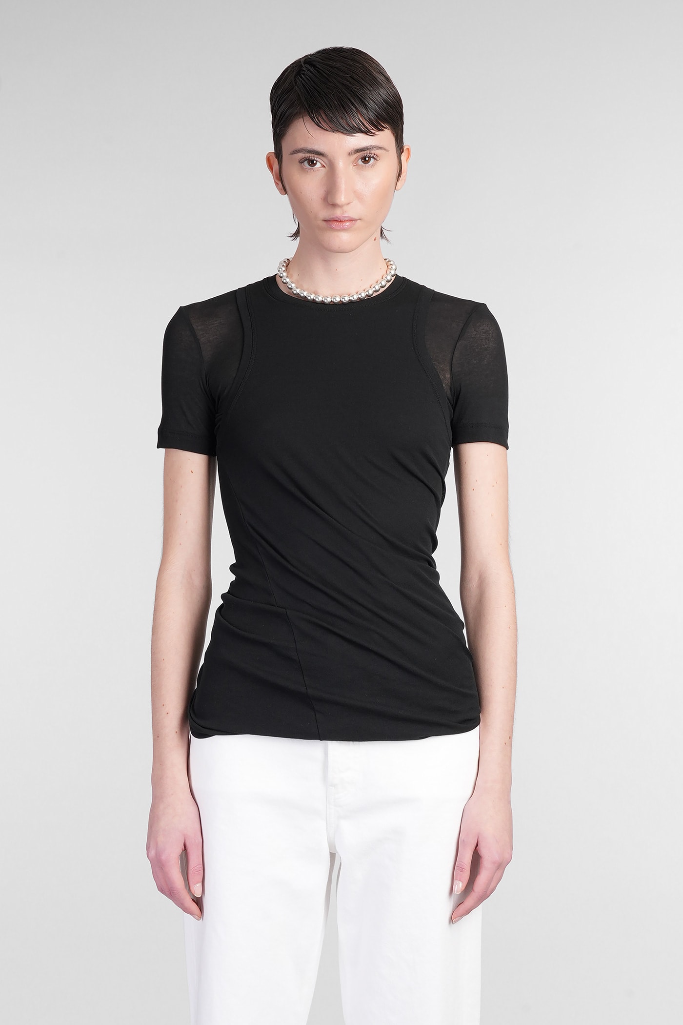 Jil Sander Top Cn Ls T-shirt In Black Cotton In Black