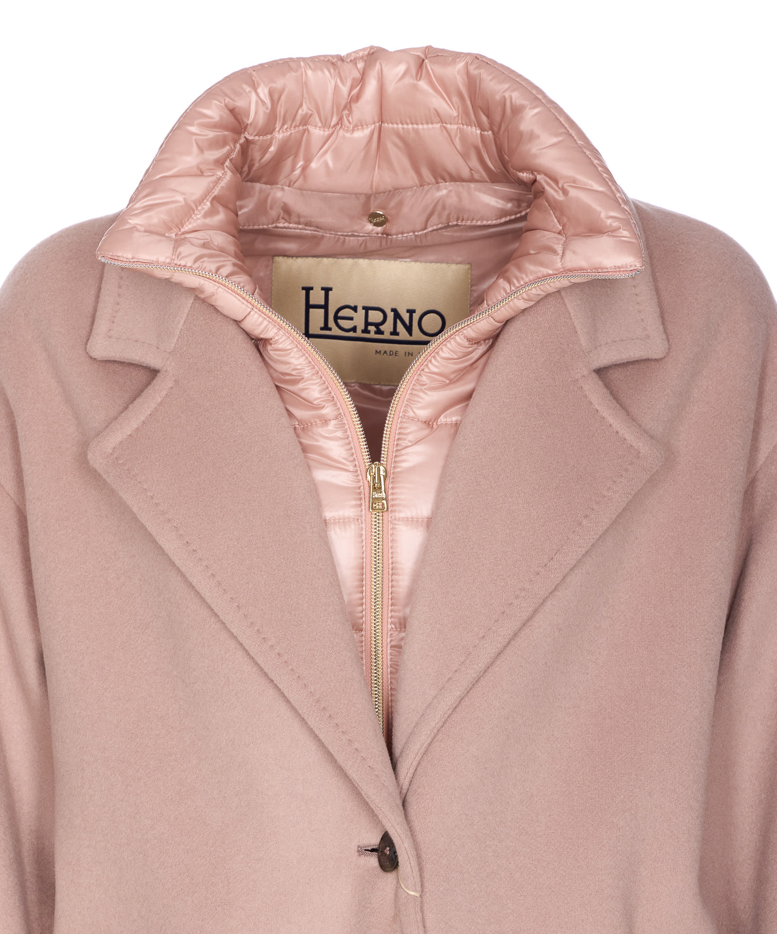 Herno Long Sleeve Padded Coat With Back Vent In Pink
