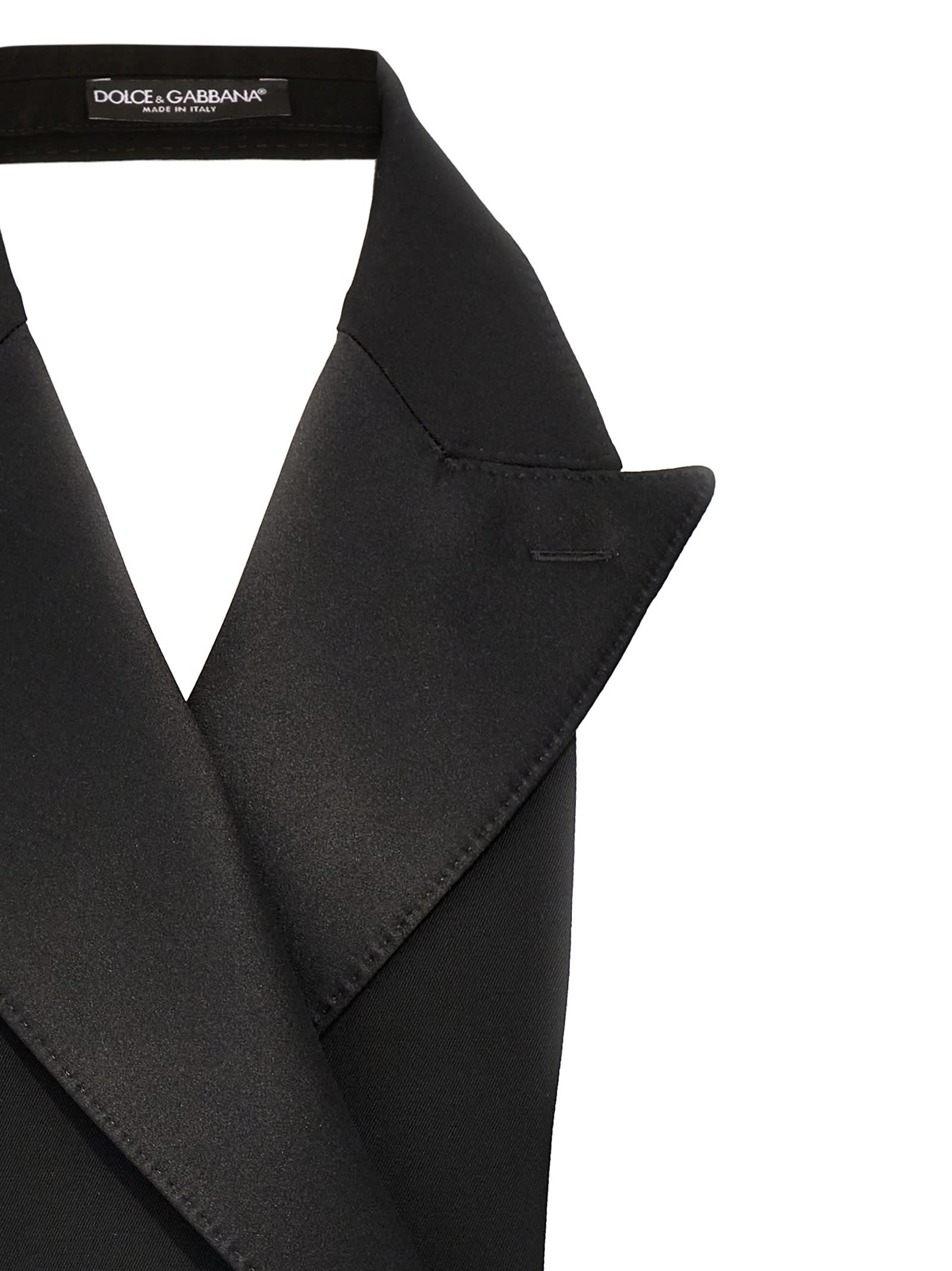 Shop Dolce & Gabbana Double-breasted Bare Back Vest In Black